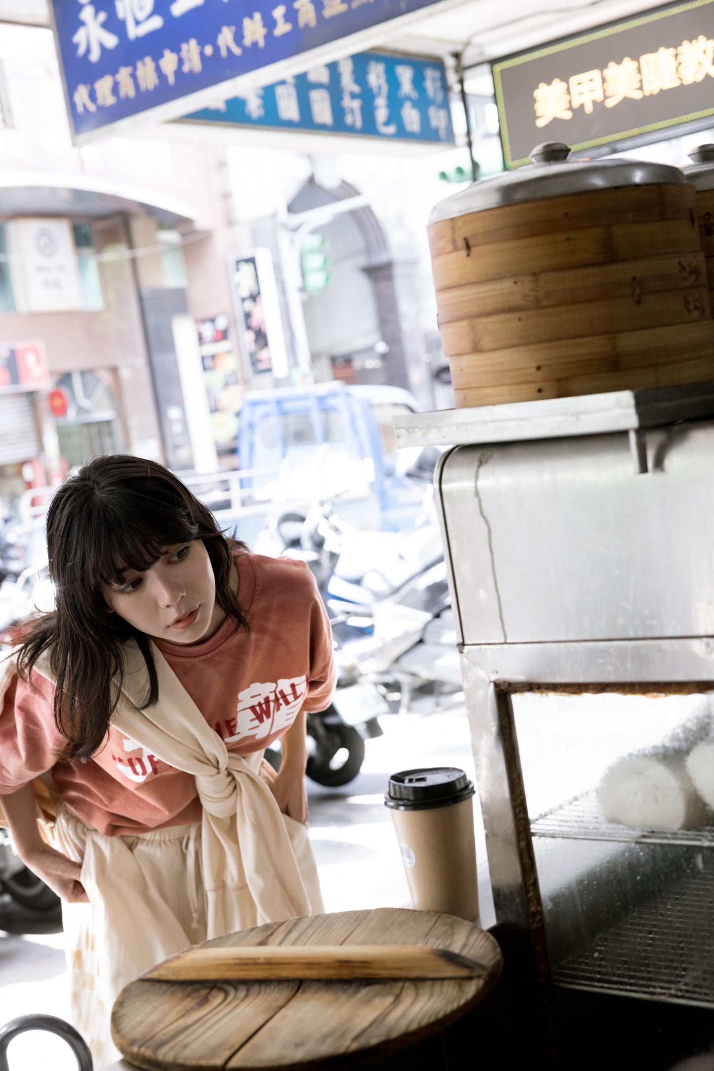 Sun Faded Hand Stencil Heavy Washed "Kowloon" Tee