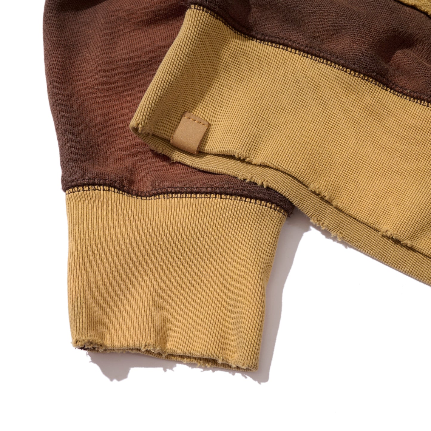TWO TONE DISTRESSED SUN FADED KOWLOON ZIP-UP HOODIE / SABLE BROWN