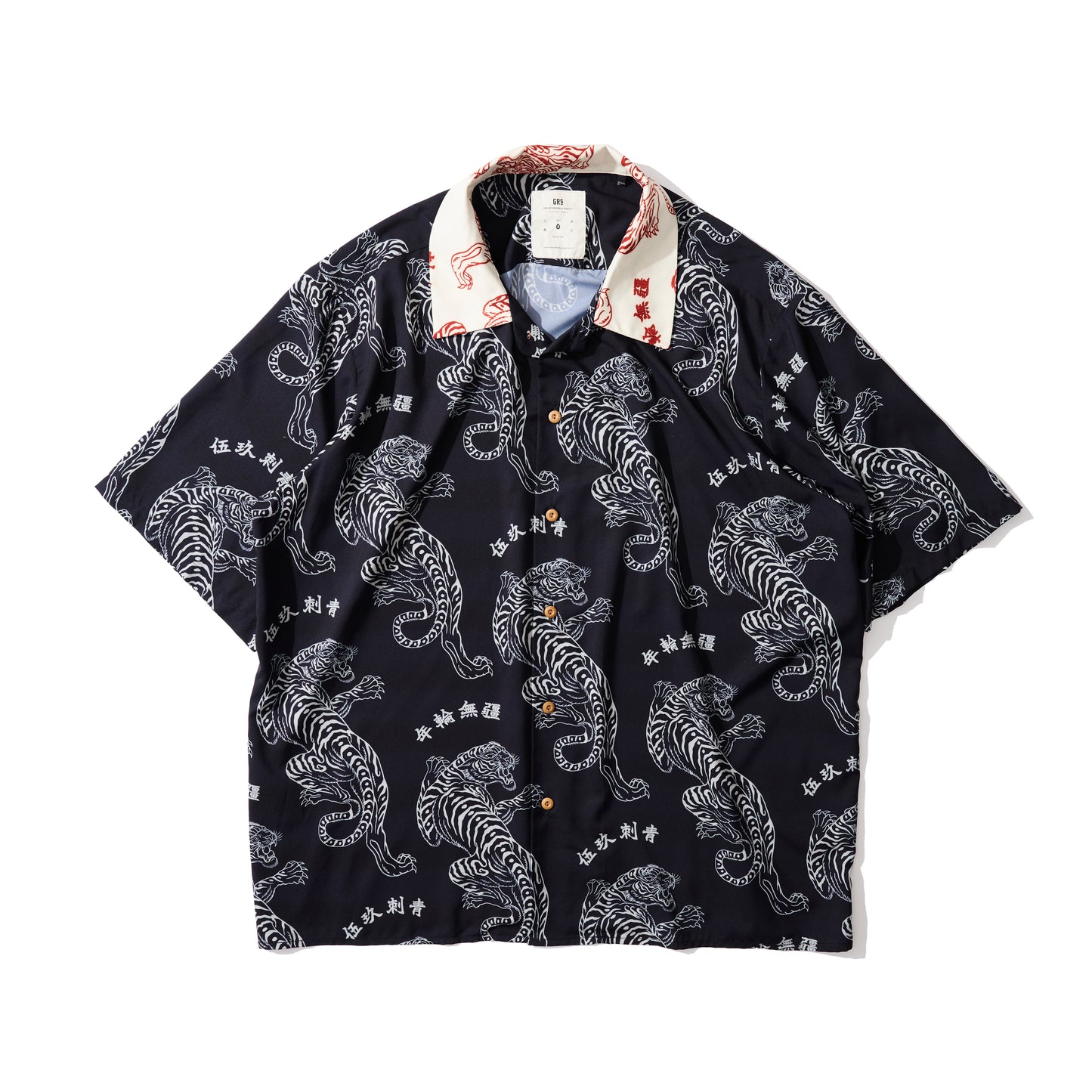 GRS x 59TATTOO OVERPRINT CAMP COLLAR SHIRT / UPHILL TIGER