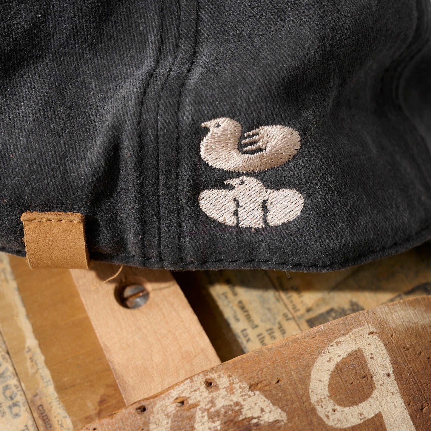 FADED WASHED HAND QUILTED "KN” CAP / CHARCOAL