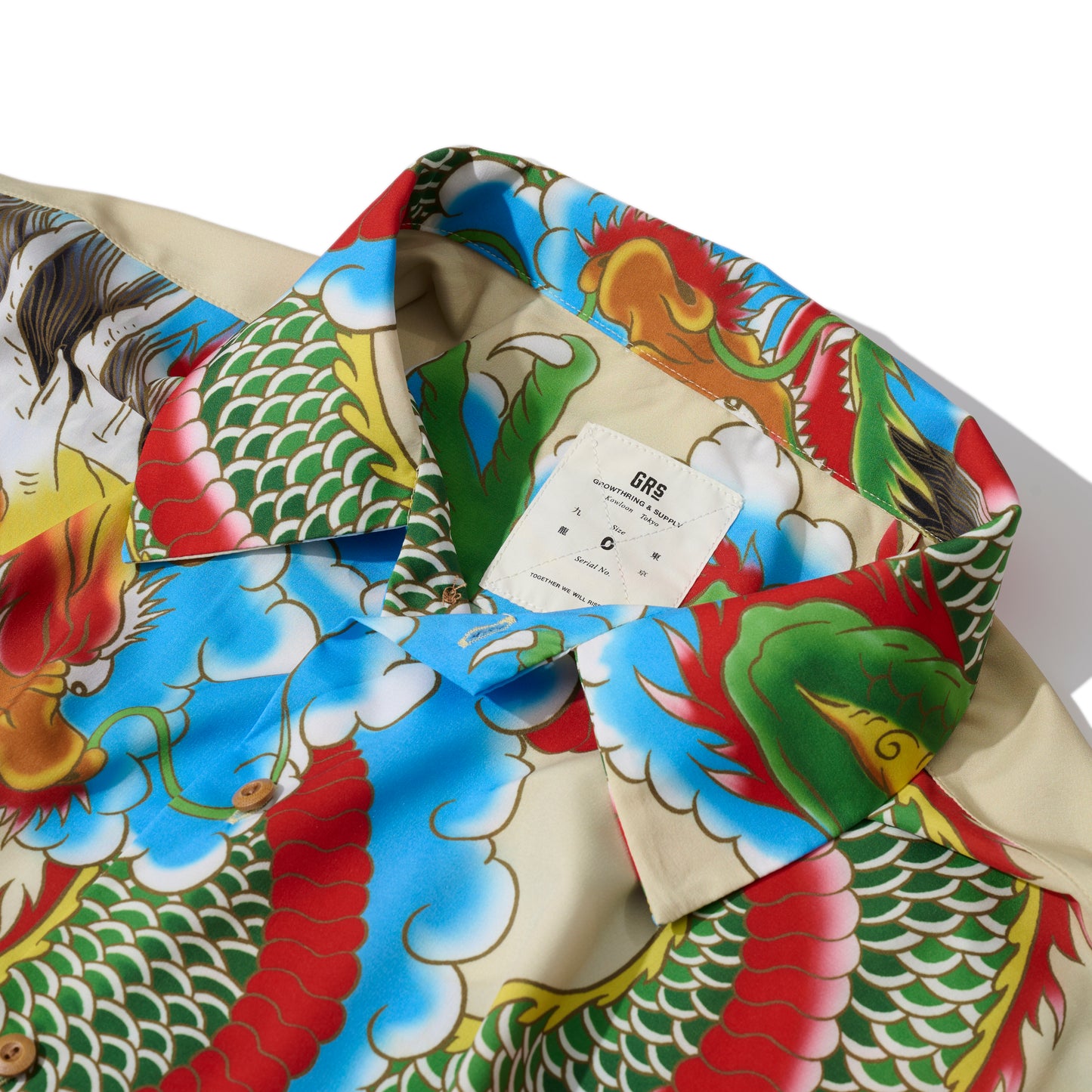 GRS x 59TATTOO OVERPRINT CAMP COLLAR SHIRT / DRAGON IN CLOUD