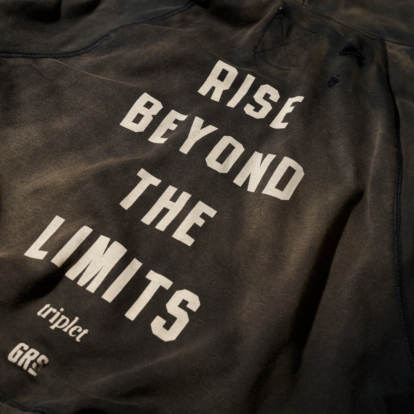 GRS X TRIPLET SUN FADED DESTROYED CROPPED ZIP-UP HOODIE