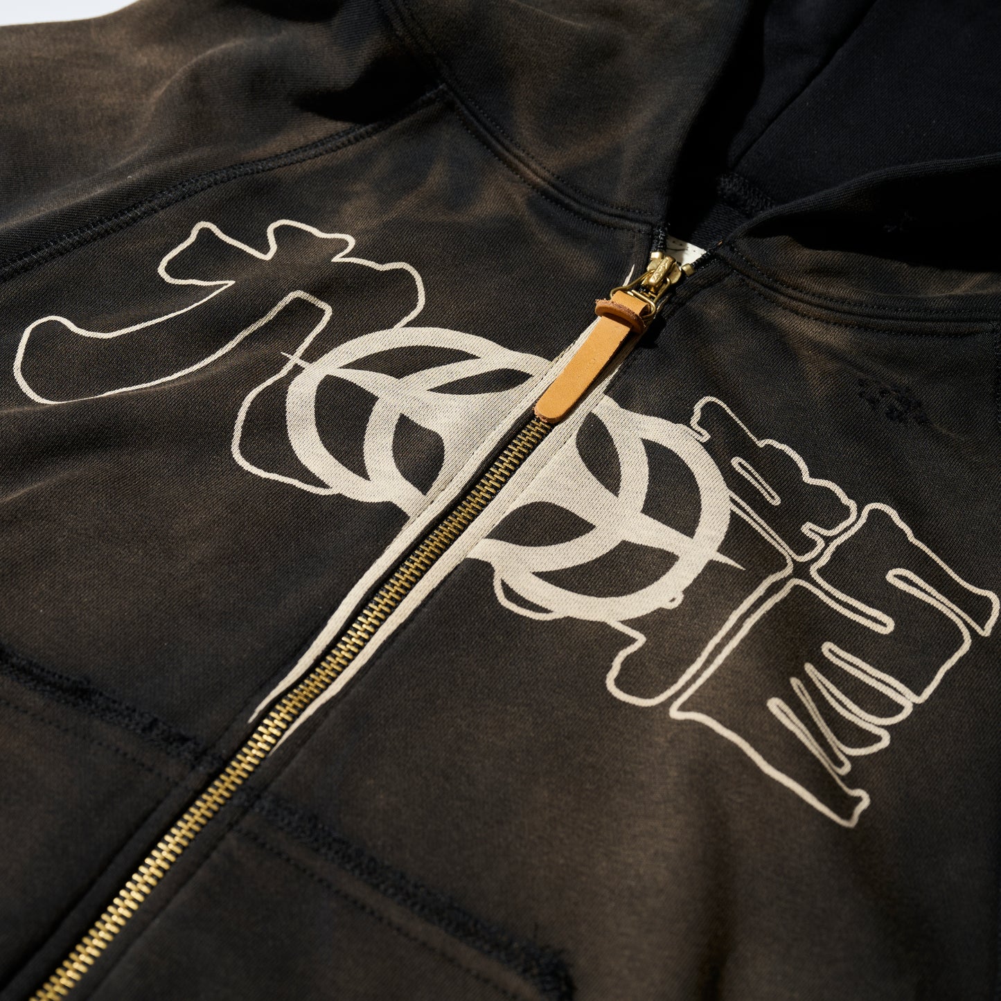 GRS X TRIPLET SUN FADED DESTROYED CROPPED ZIP-UP HOODIE