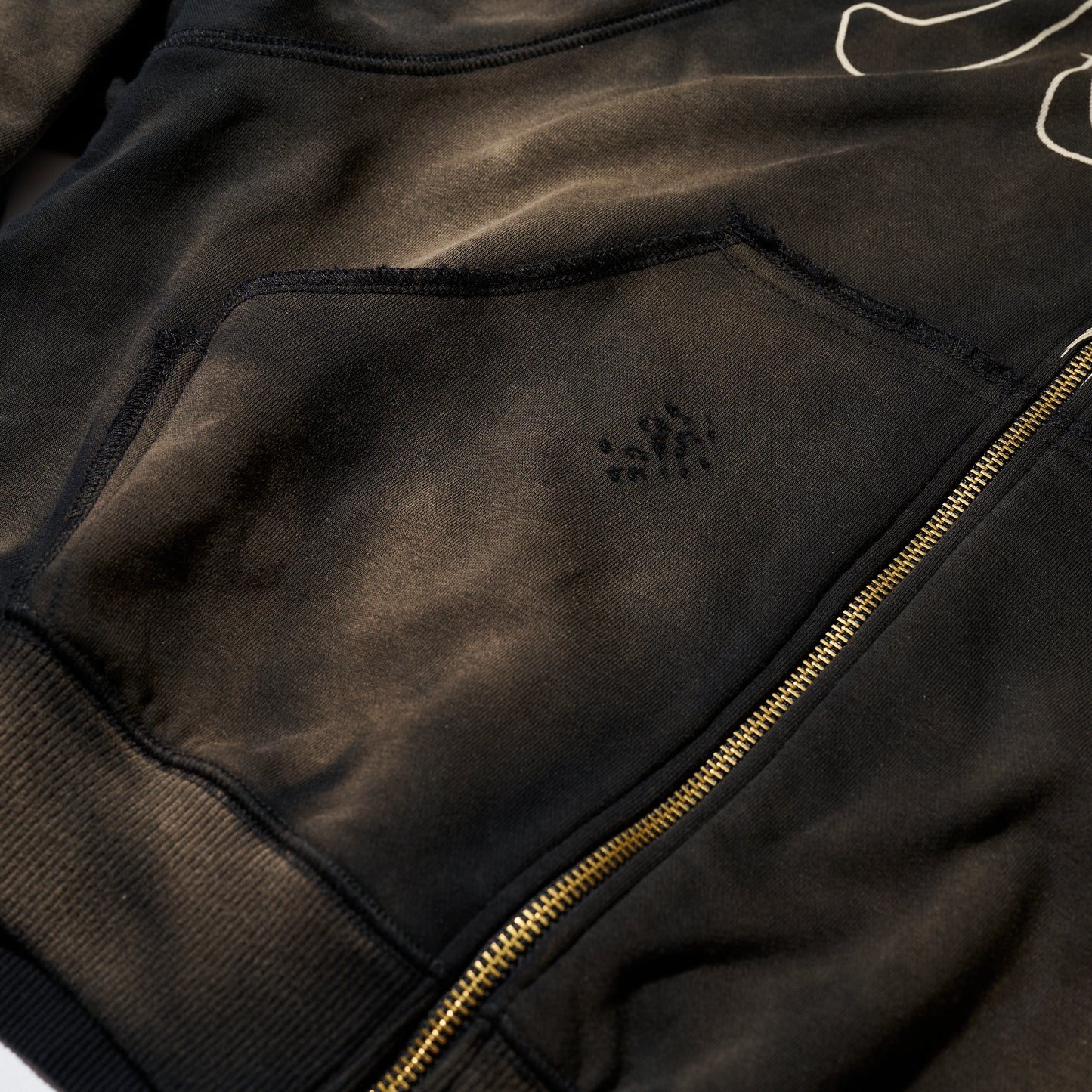 GRS X TRIPLET SUN FADED DESTROYED CROPPED ZIP-UP HOODIE