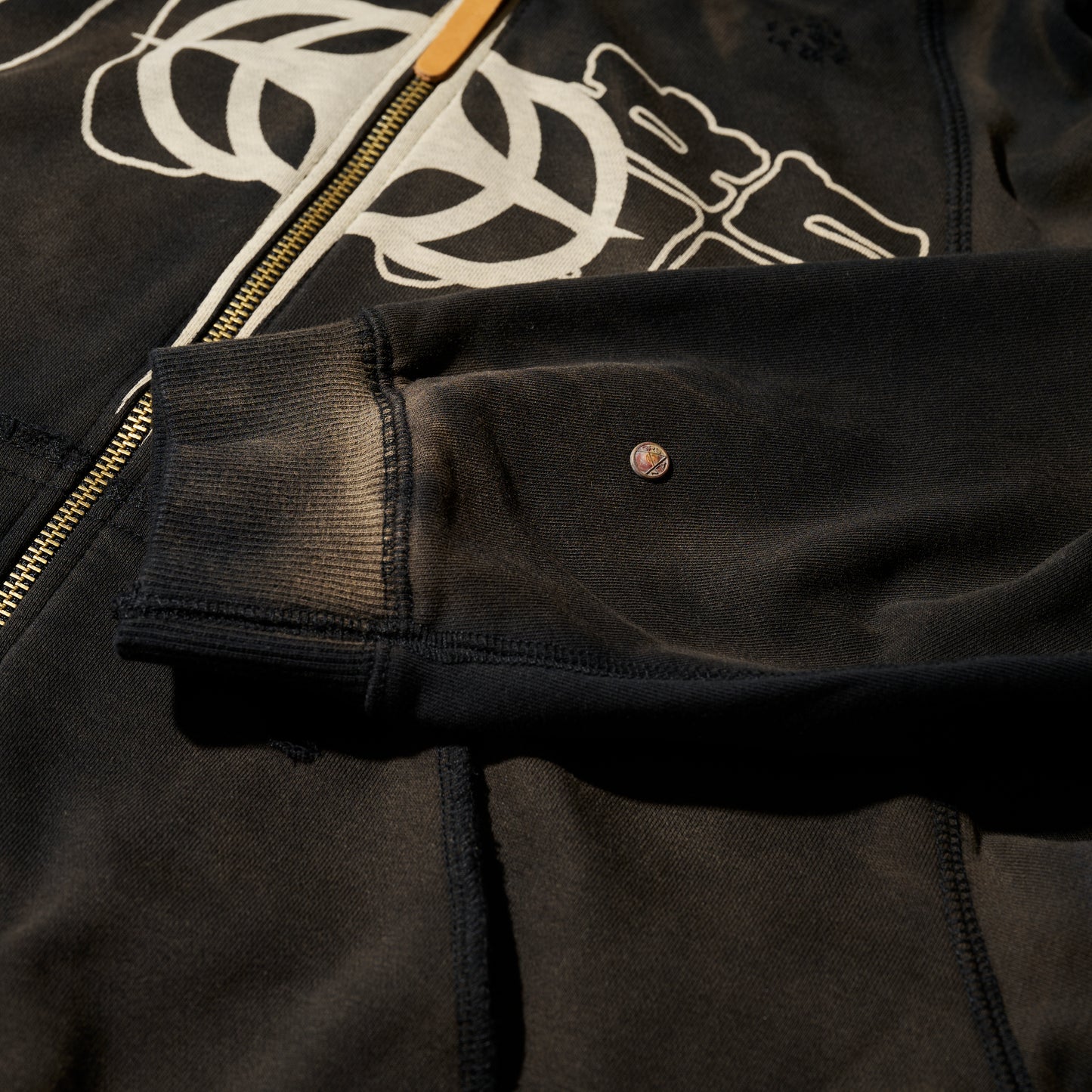 GRS X TRIPLET SUN FADED DESTROYED CROPPED ZIP-UP HOODIE