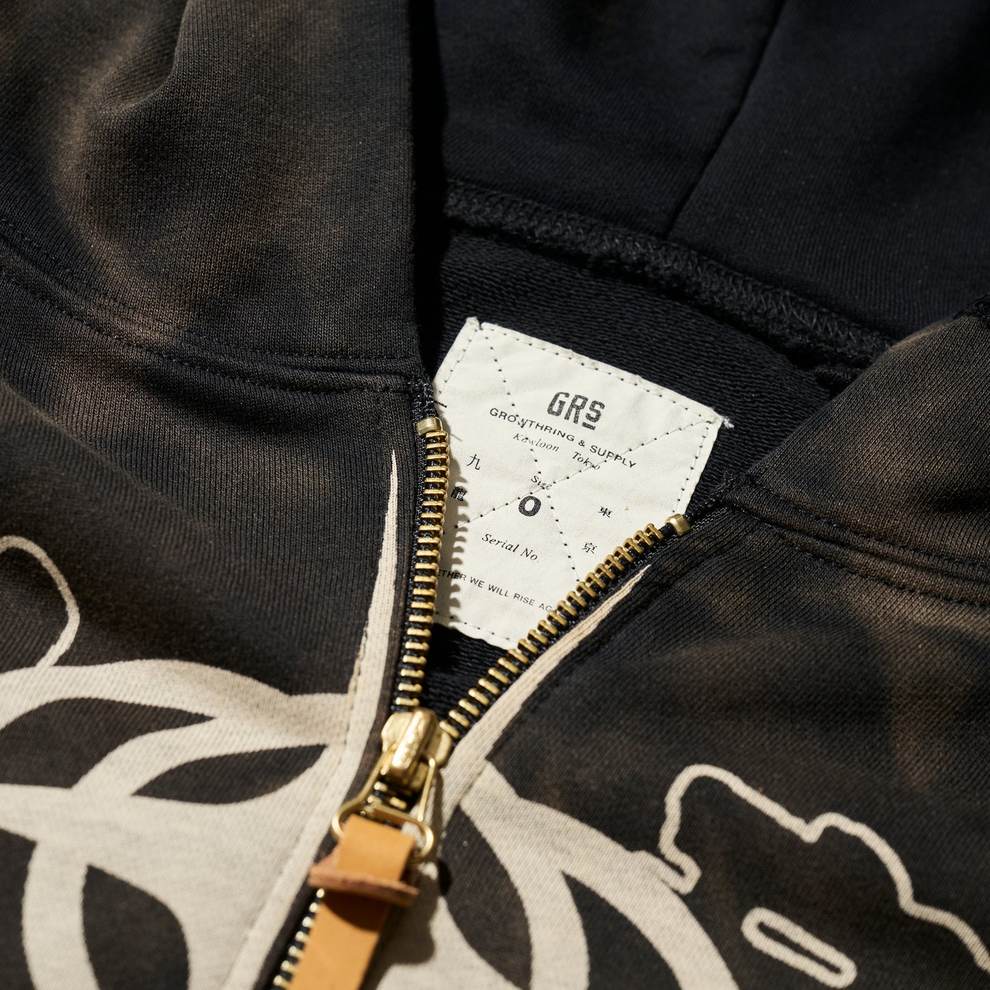 GRS X TRIPLET SUN FADED DESTROYED CROPPED ZIP-UP HOODIE