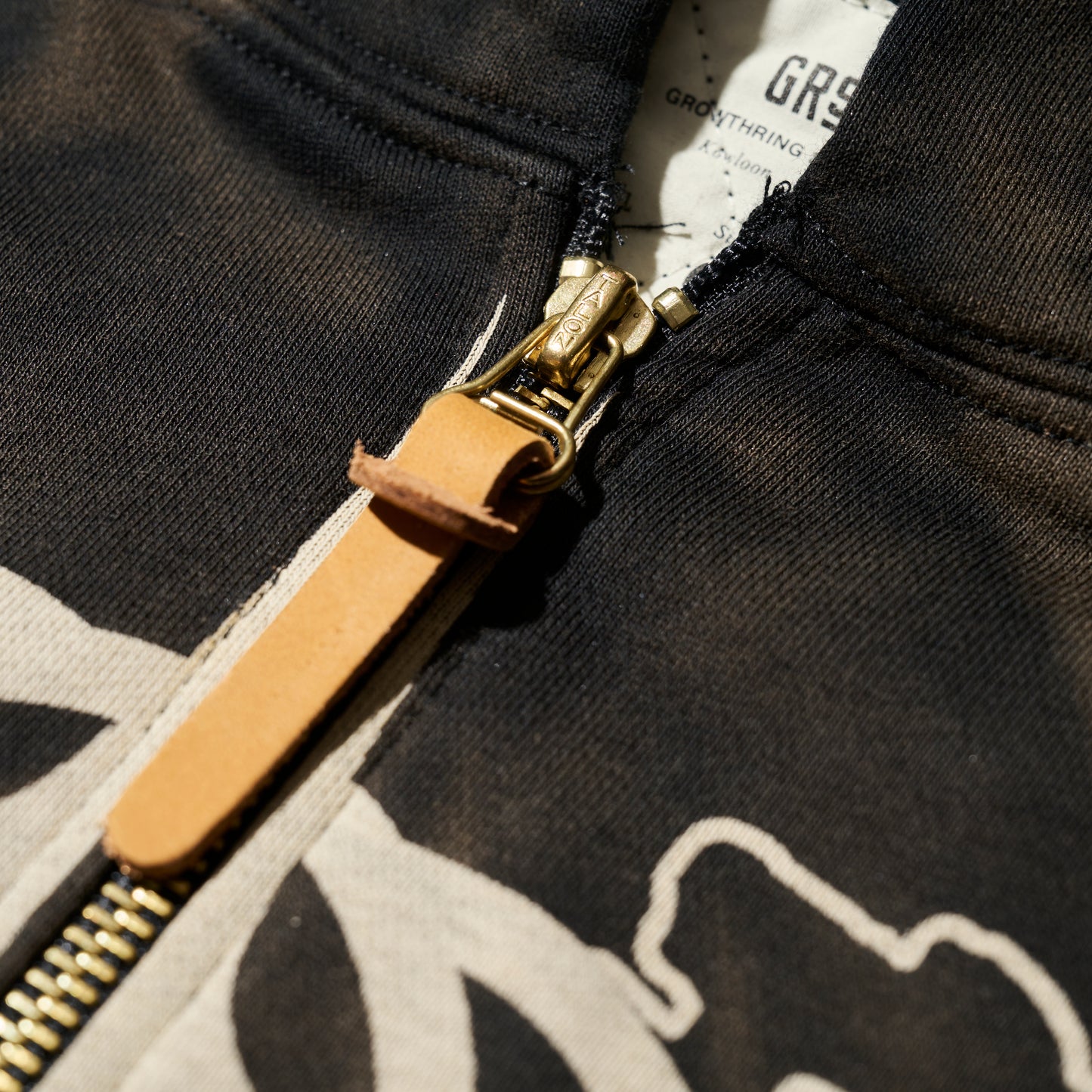 GRS X TRIPLET SUN FADED DESTROYED CROPPED ZIP-UP HOODIE
