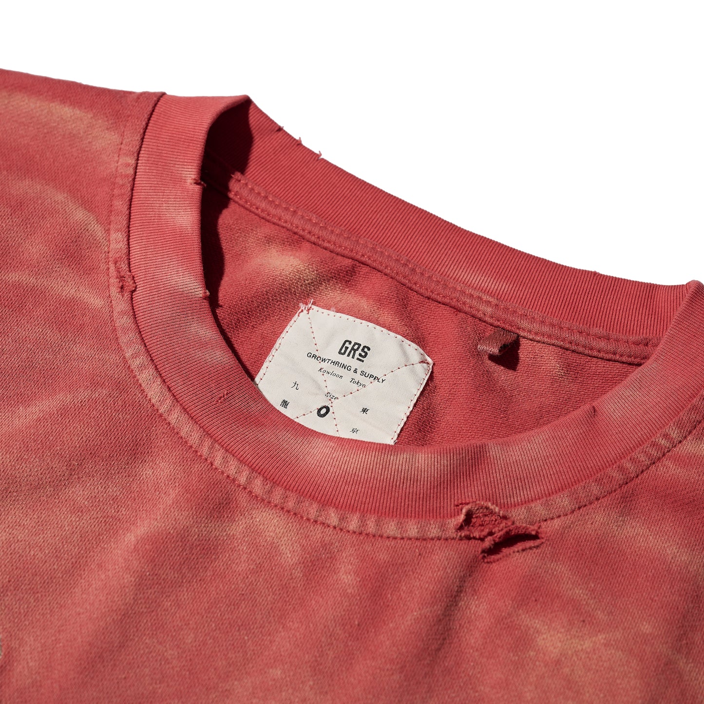 SUN FADED HEAVY DISTRESSED OVERSIZE PEACE TEE / BURGUNDY (HK EDITION)