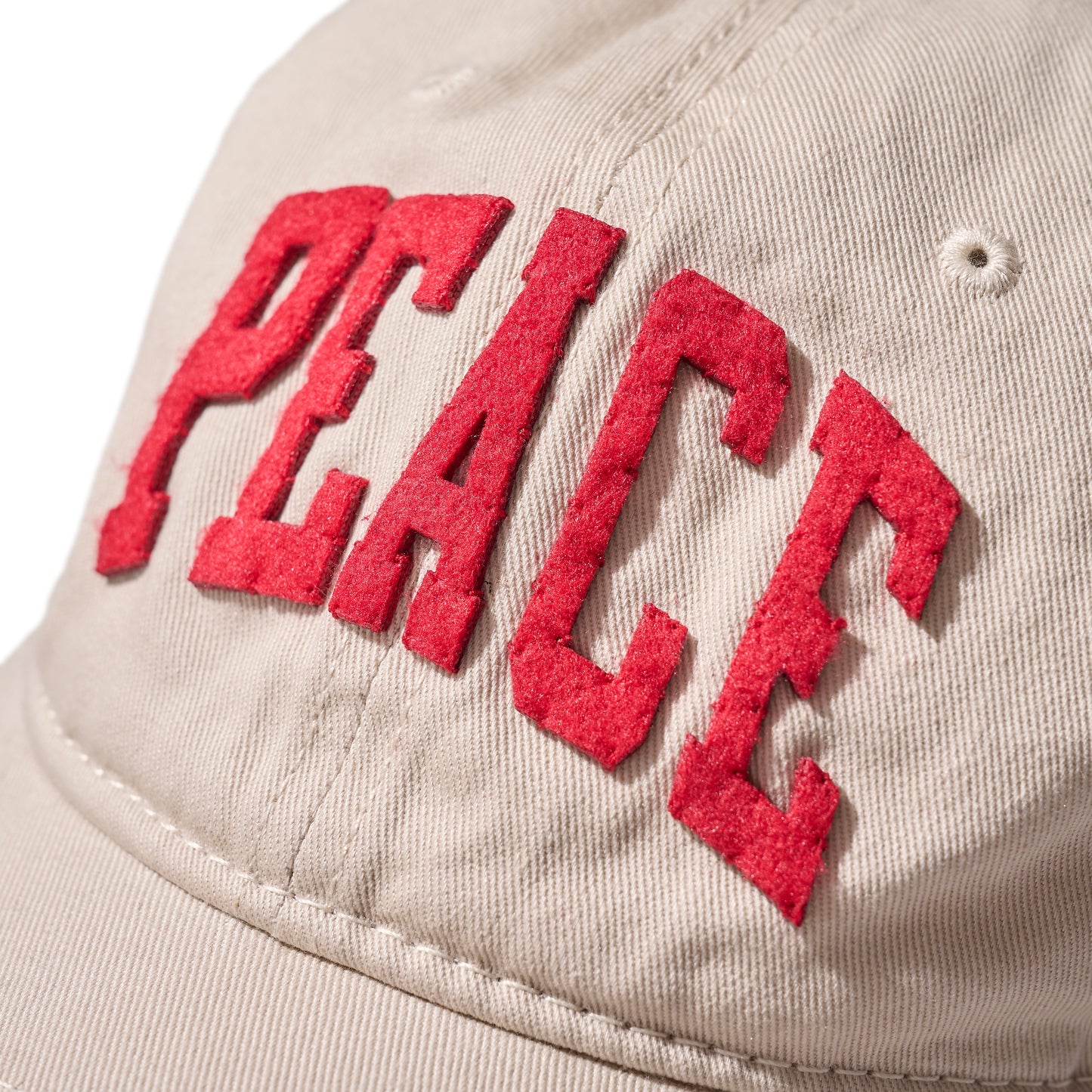 FADED WASHED HAND QUILTED "PEACE” CAP / KHAKI