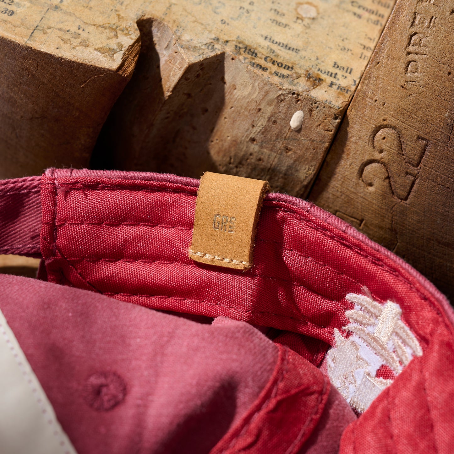 Faded Washed Hand Quilted "Shibuya” Cap / Burgundy