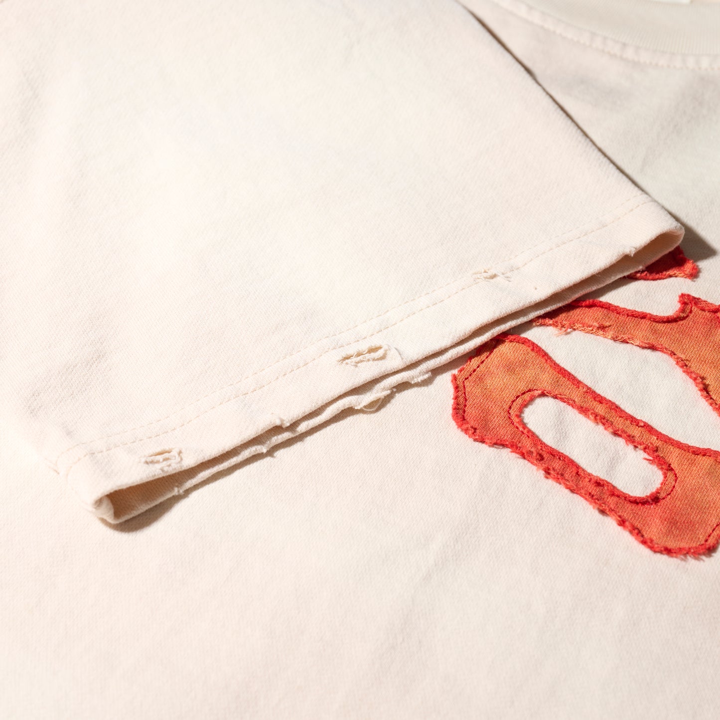 Sun Faded Patchwork Washed “Shibuya” Tee / Vintage White