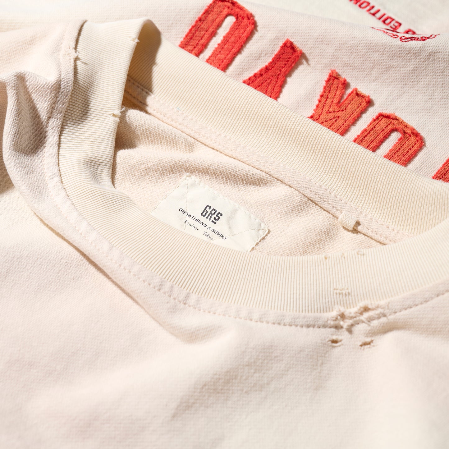 Sun Faded Patchwork Washed “Shibuya” Tee / Vintage White