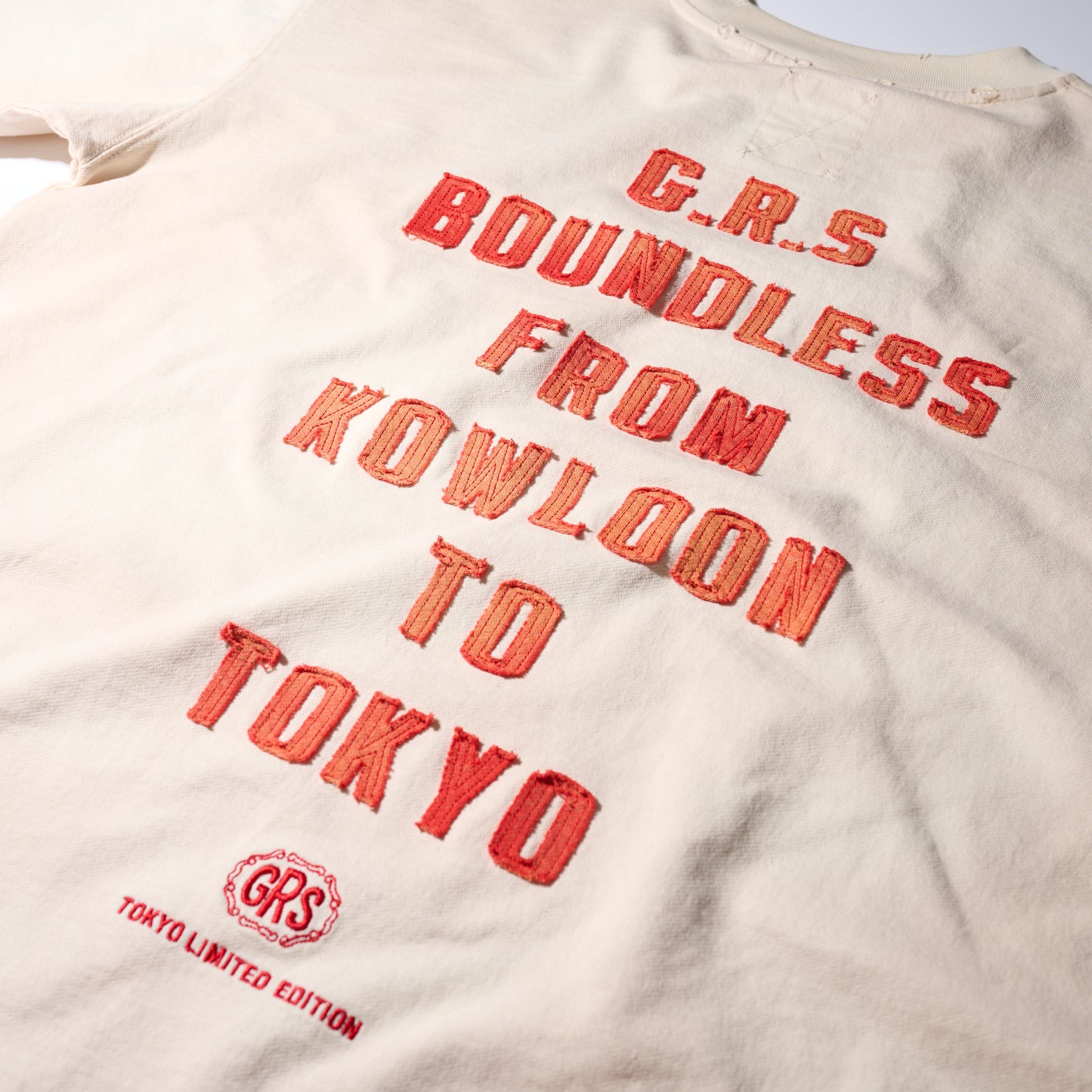 Sun Faded Patchwork Washed “Shibuya” Tee / Vintage White