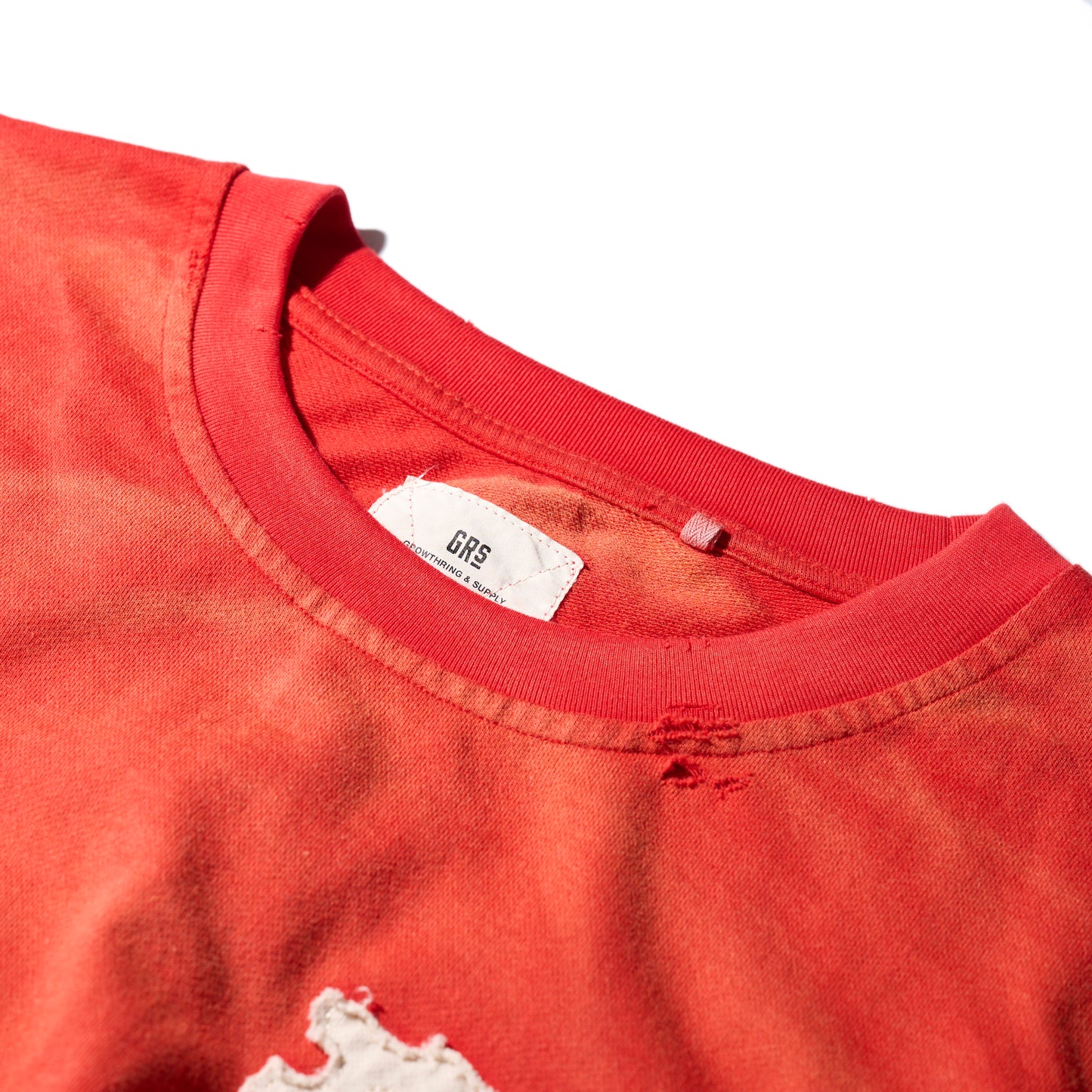 Sun Faded Patchwork Washed “Kowloon” Tee / Burgundy