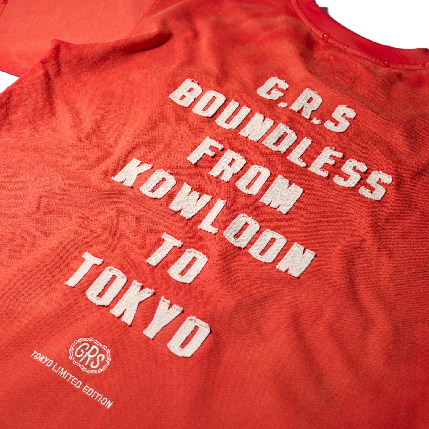 Sun Faded Patchwork Washed “Kowloon” Tee / Burgundy