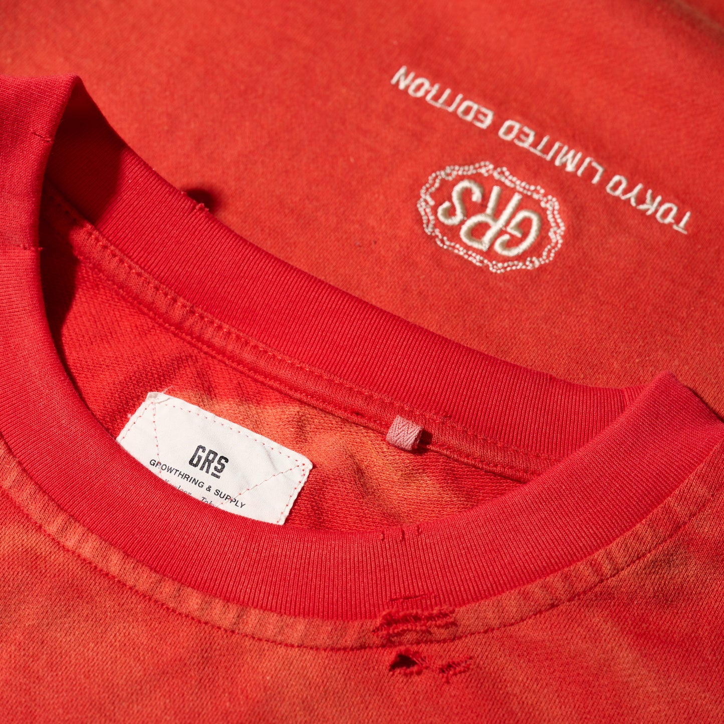 Sun Faded Patchwork Washed “Kowloon” Tee / Burgundy