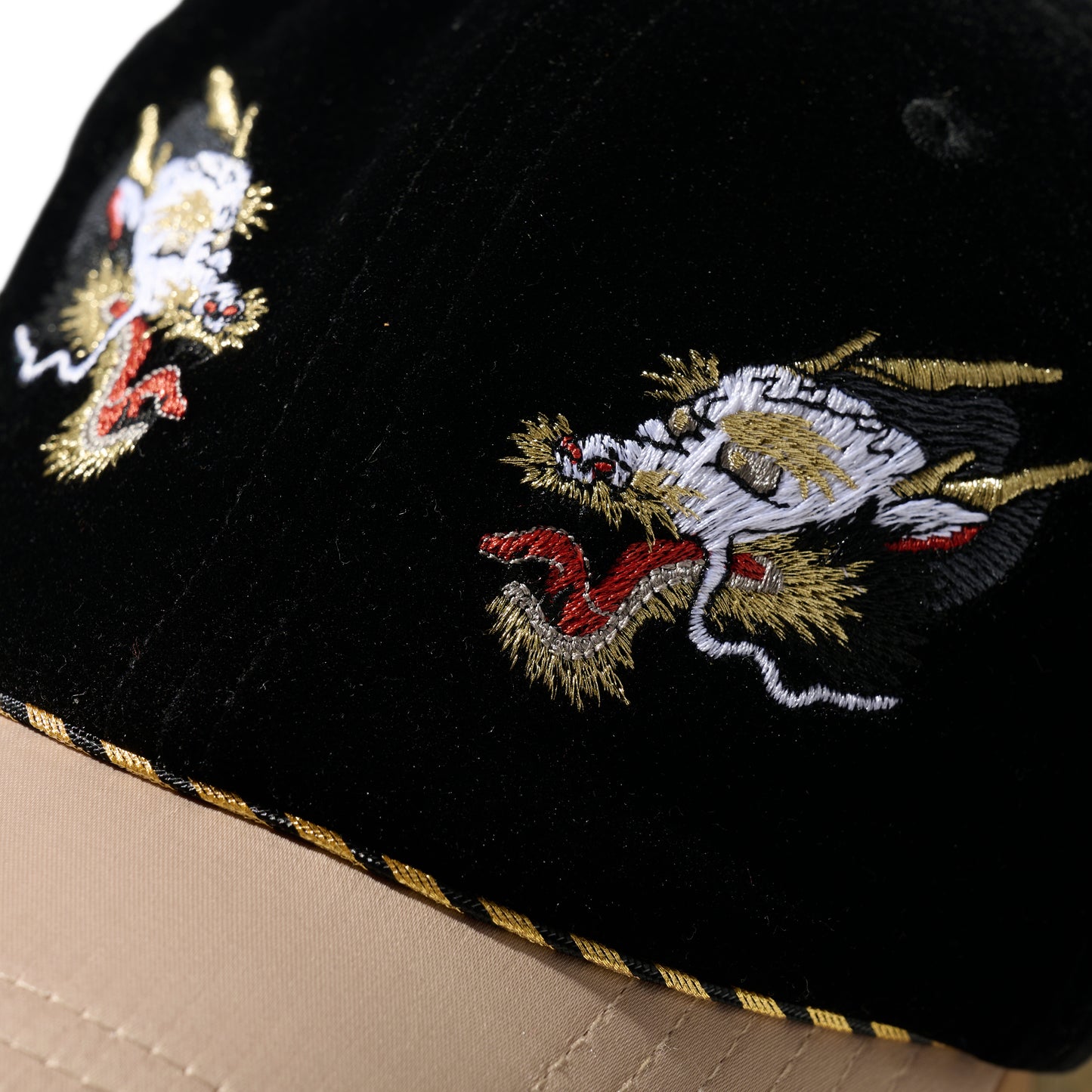 Embroidery Velvet Suka Cap / Double Dragon