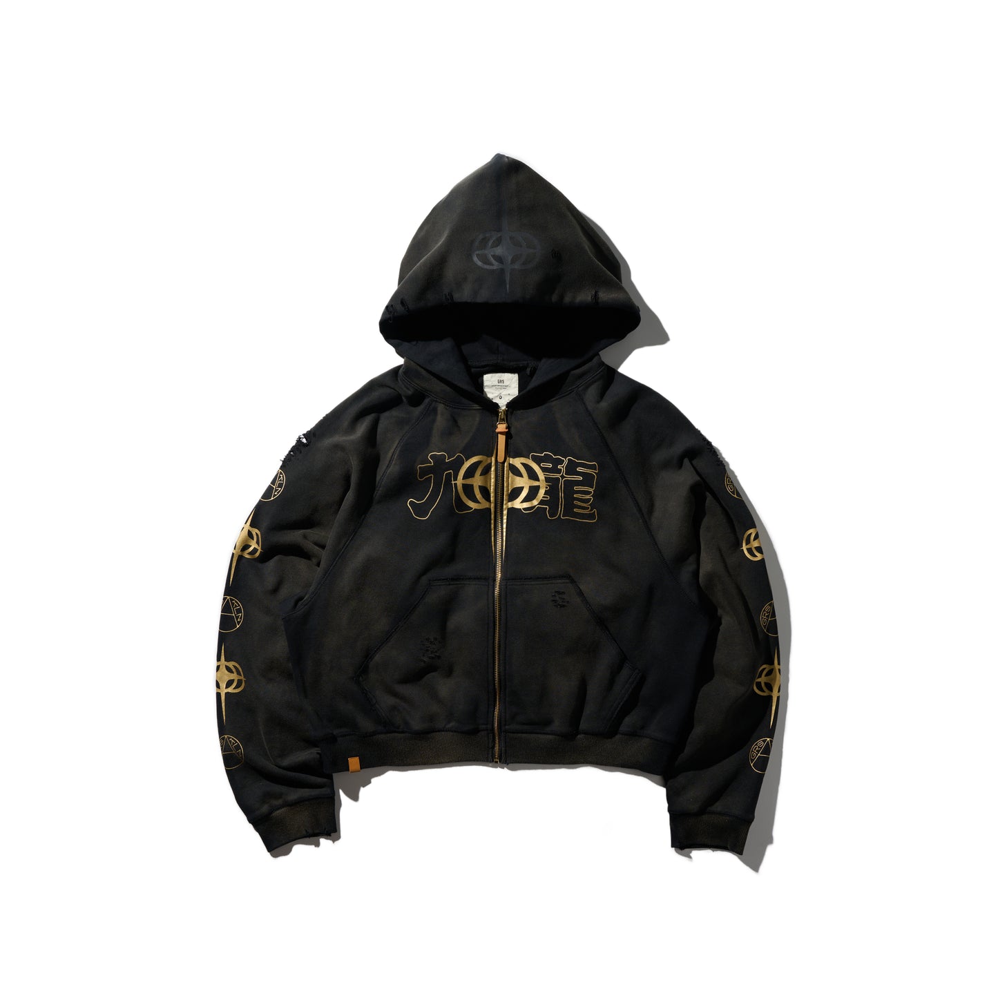 GRS x Triplet M Distressed “Kowloon” Zip-up Hoodie / Black