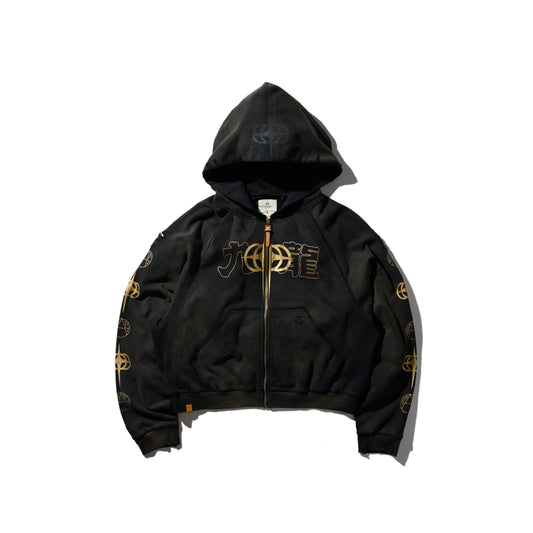 GRS x Triplet M Distressed “Kowloon” Zip-up Hoodie / Black