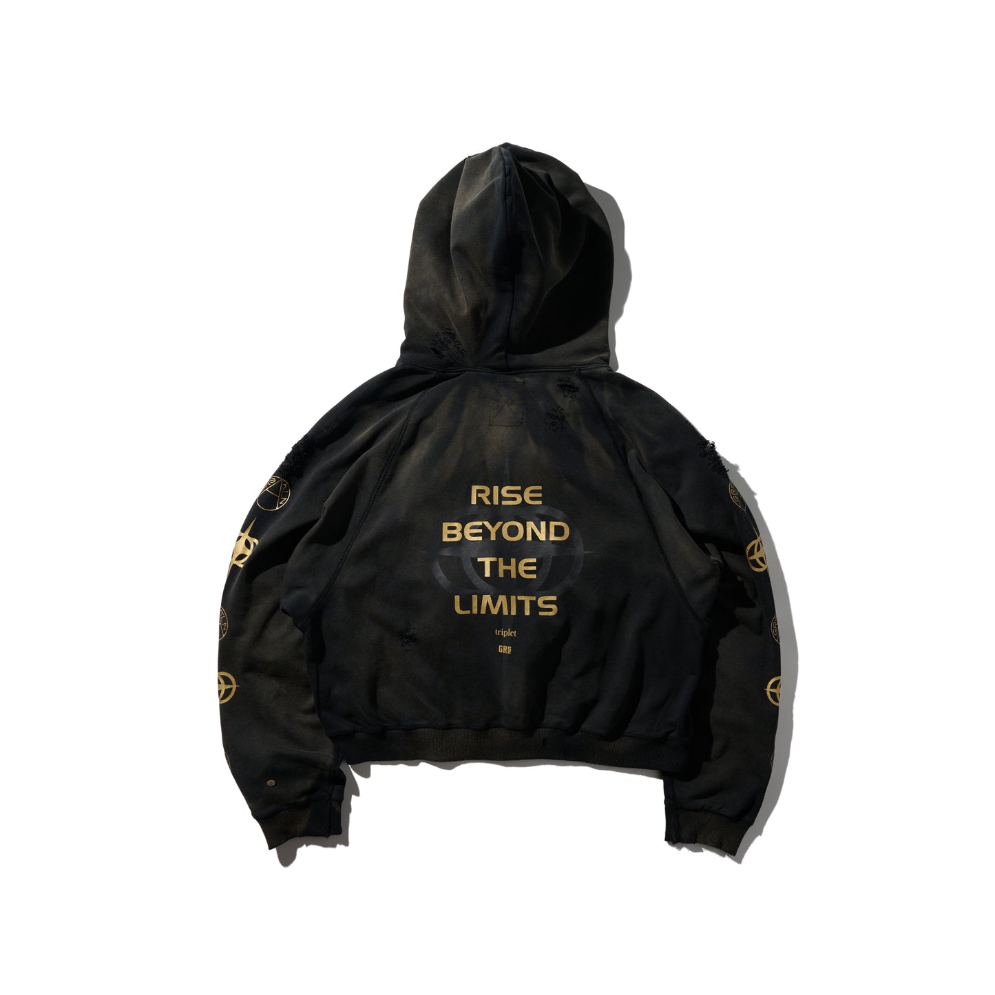 GRS x Triplet M Distressed “Kowloon” Zip-up Hoodie / Black
