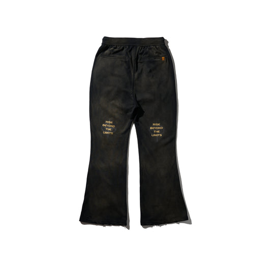 GRS x Triplet M Distressed Flare Sweatpants / Black x Gold