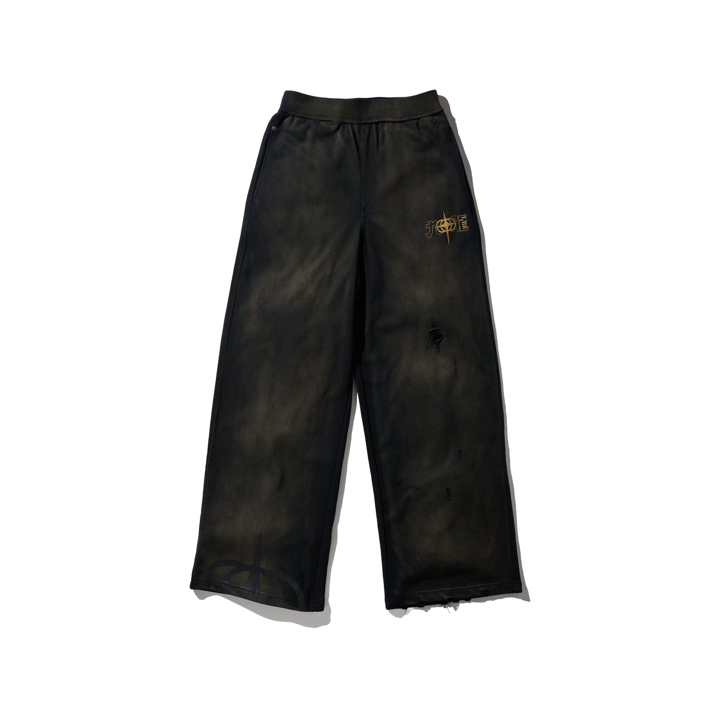 GRS x Triplet W Distressed Baggy Sweatpants / Black x Gold
