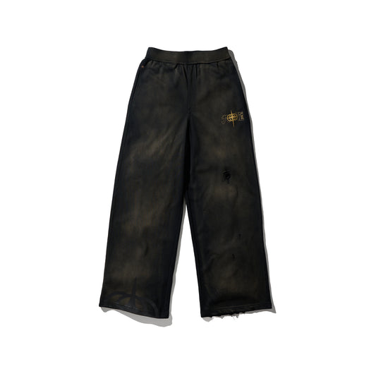 GRS x Triplet W Distressed Baggy Sweatpants / Black x Gold