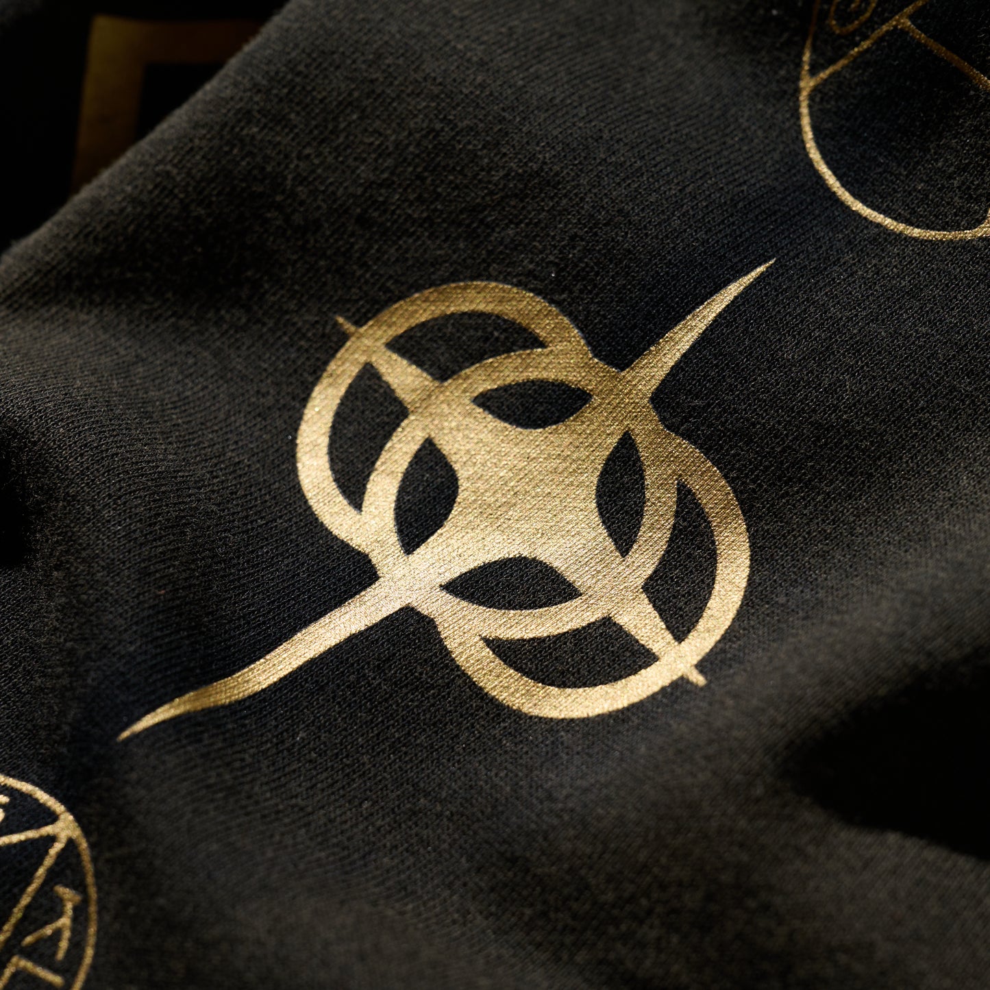 GRS x Triplet W Distressed “Kowloon” Cropped Zip-up Hoodie Black x Gold