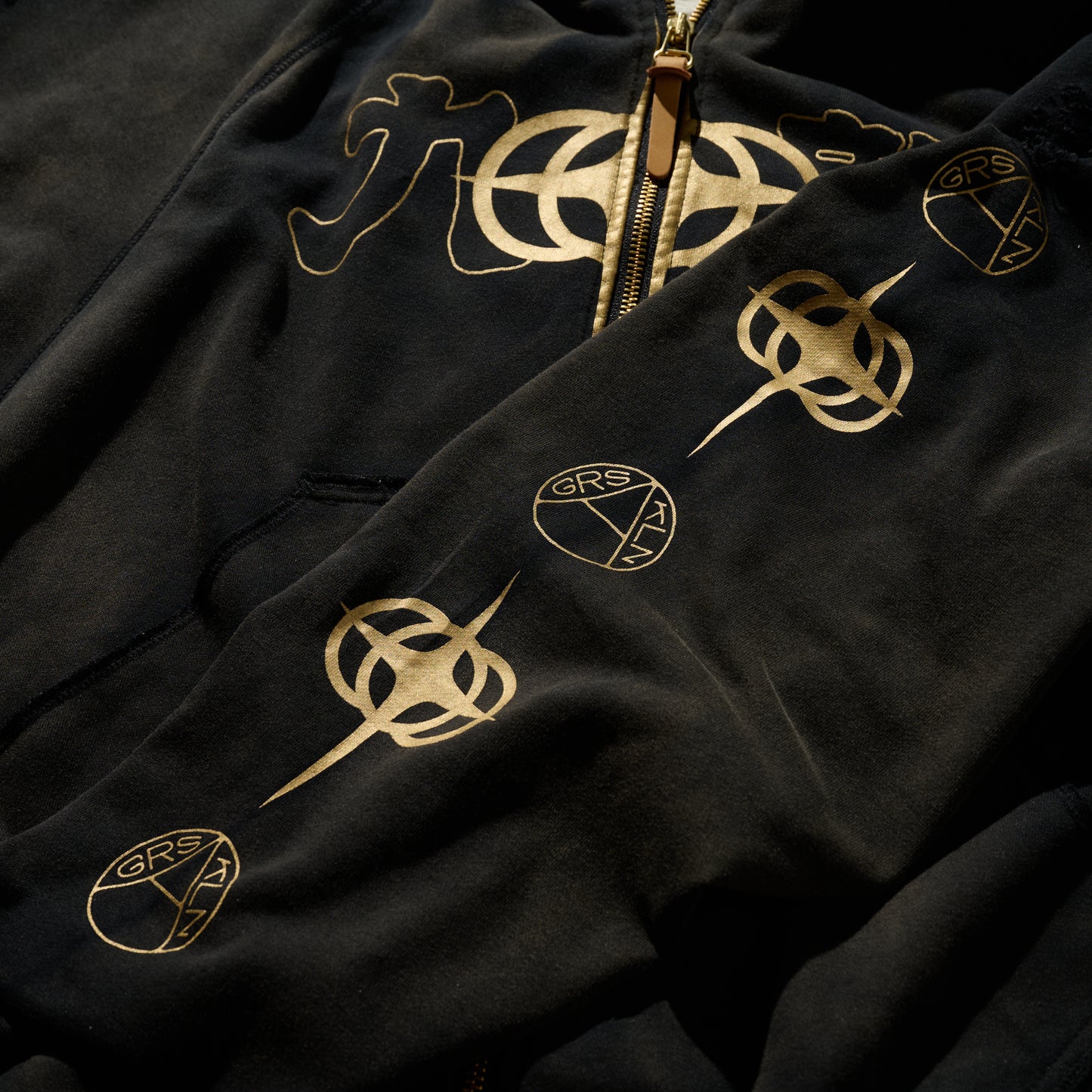 GRS x Triplet M Distressed “Kowloon” Zip-up Hoodie / Black