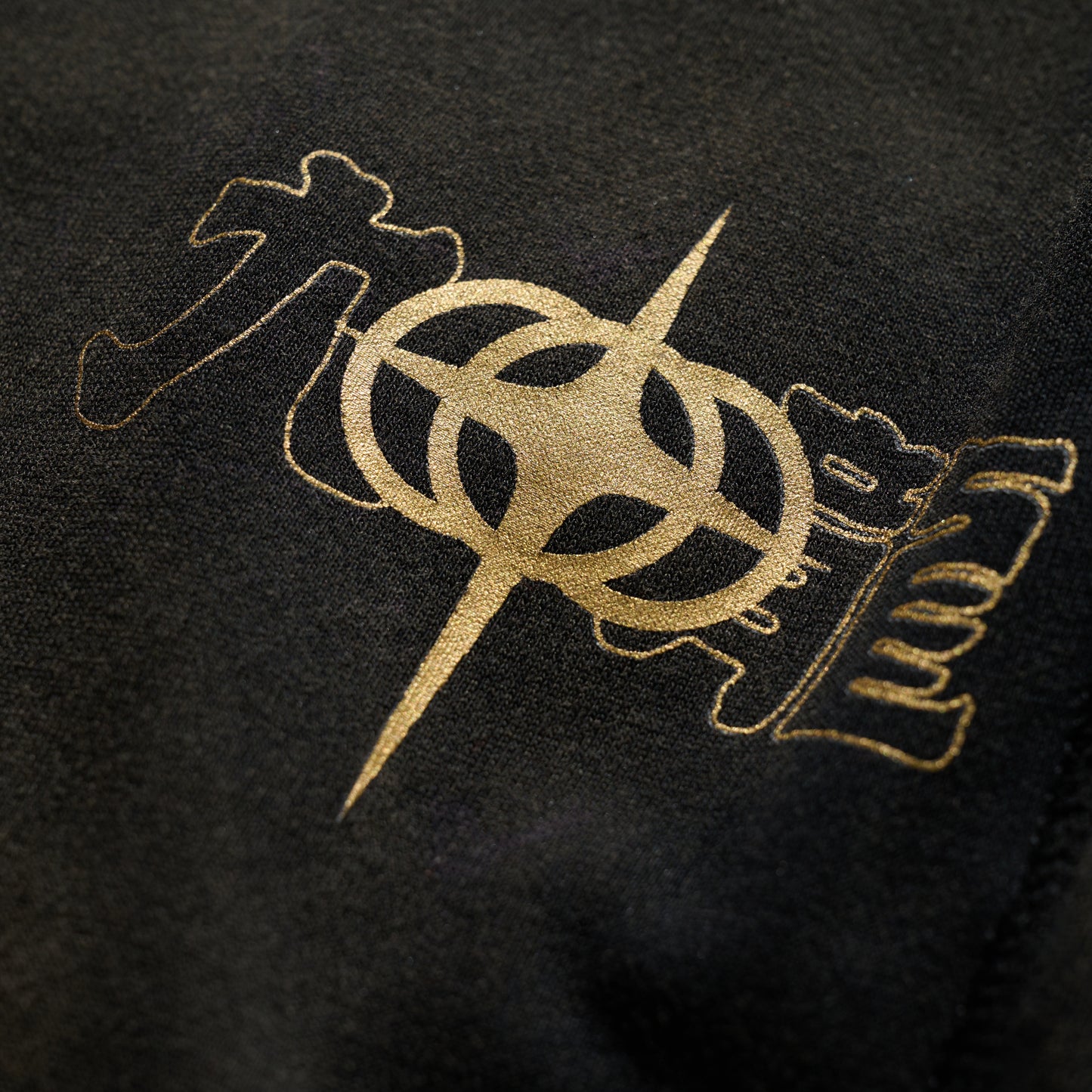 GRS x Triplet M Distressed Flare Sweatpants / Black x Gold