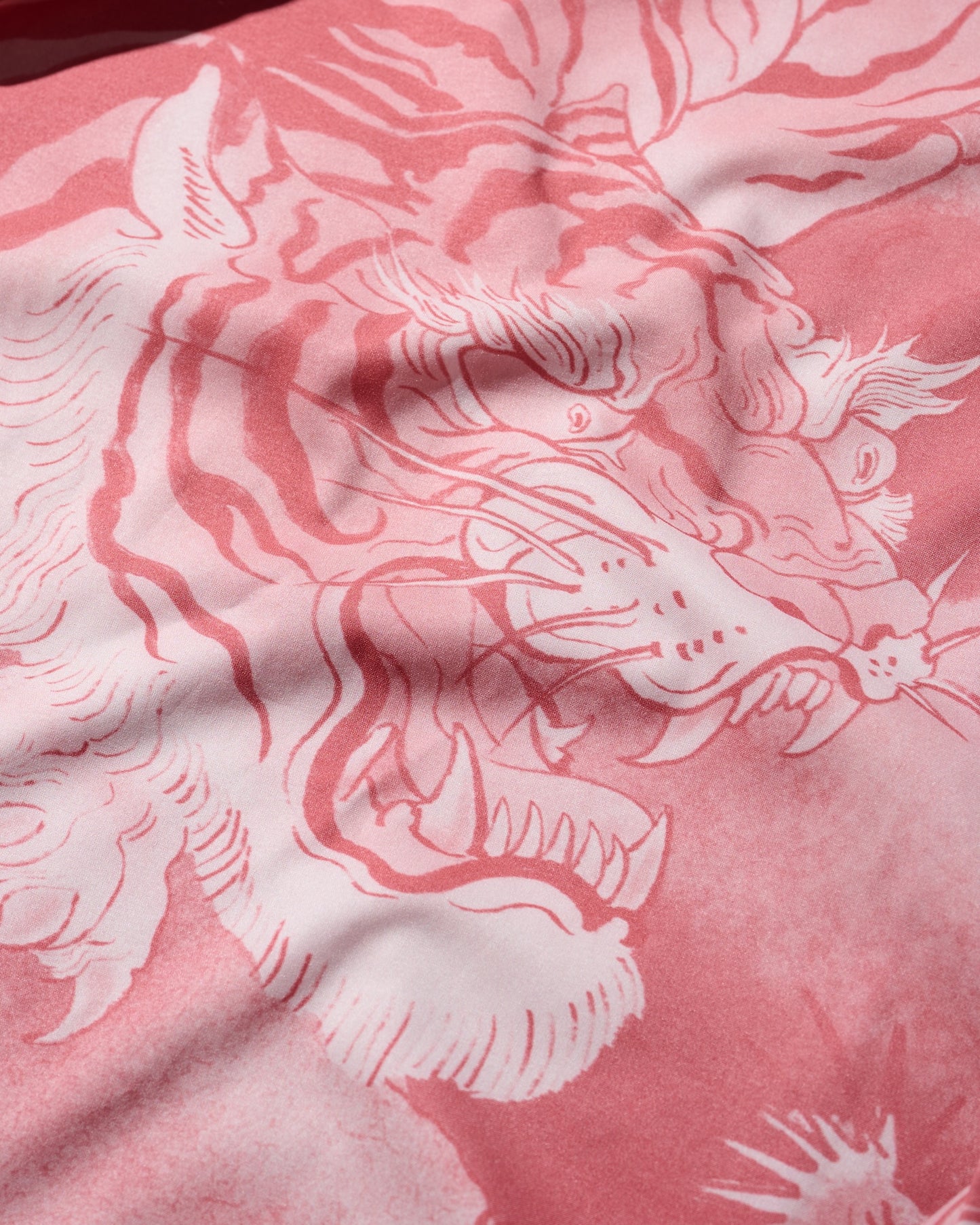 "Downhill Tiger & Dragon" Overprint Camp Collar Shirt / Dusty Pink