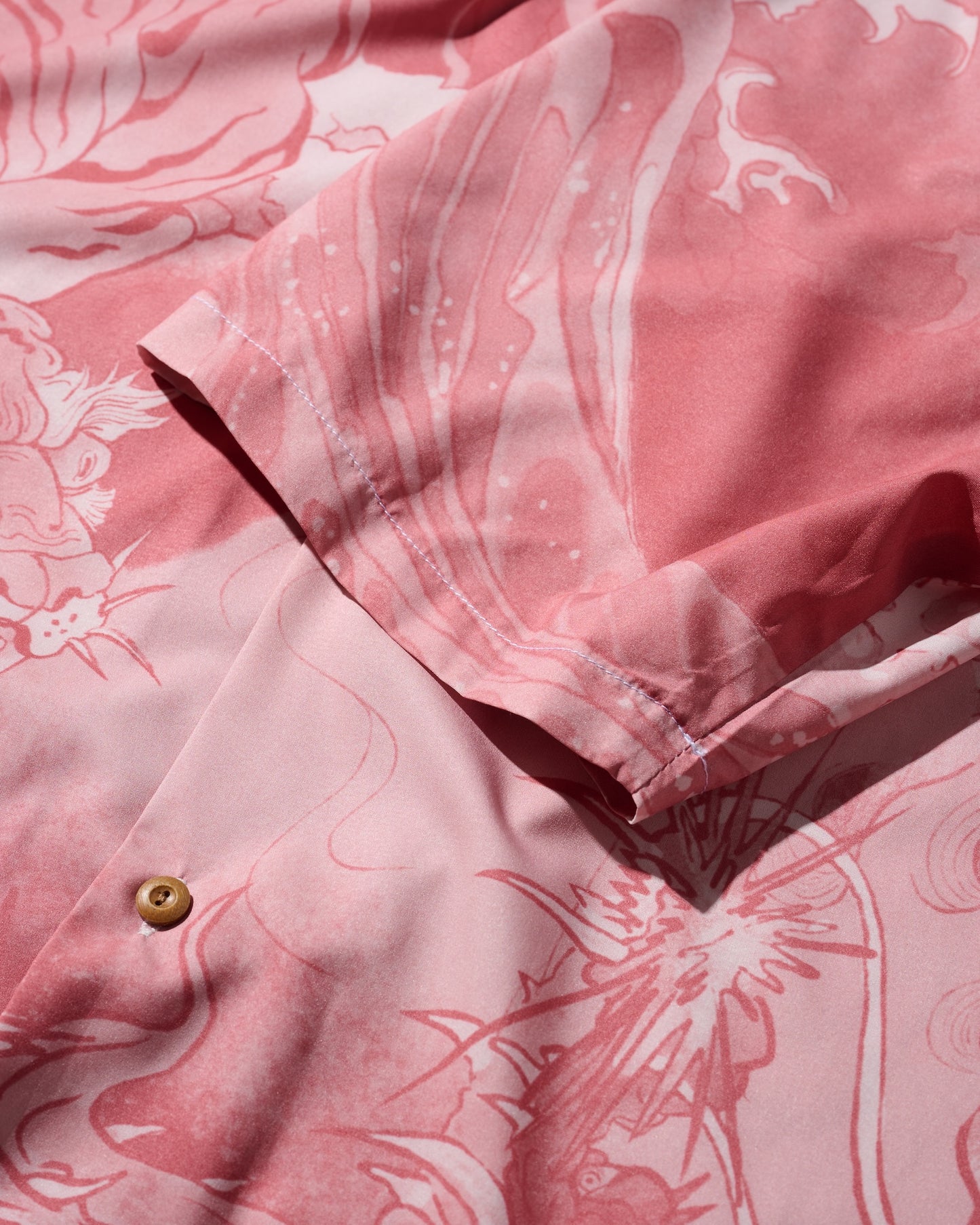"Downhill Tiger & Dragon" Overprint Camp Collar Shirt / Dusty Pink