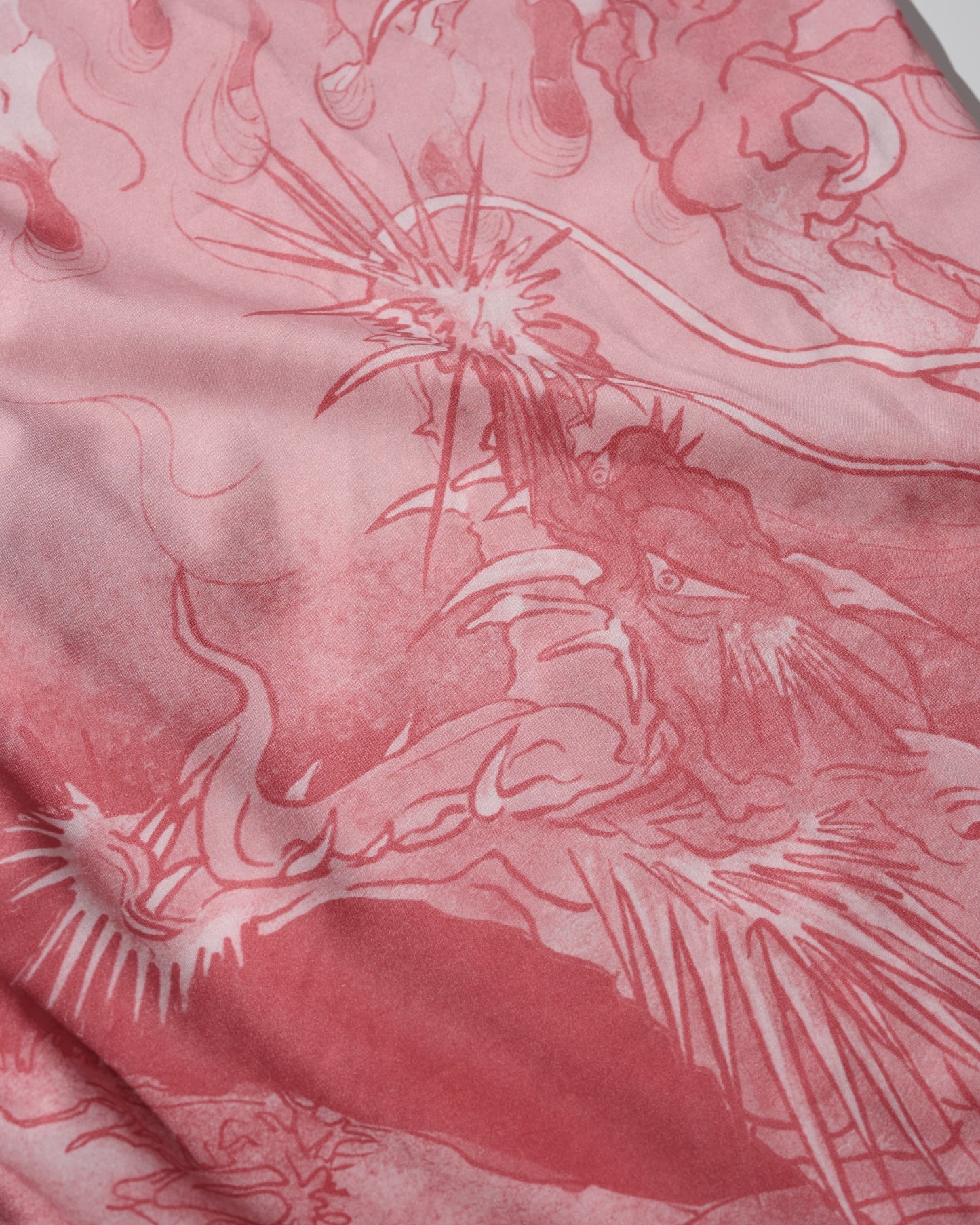 "Downhill Tiger & Dragon" Overprint Camp Collar Shirt / Dusty Pink