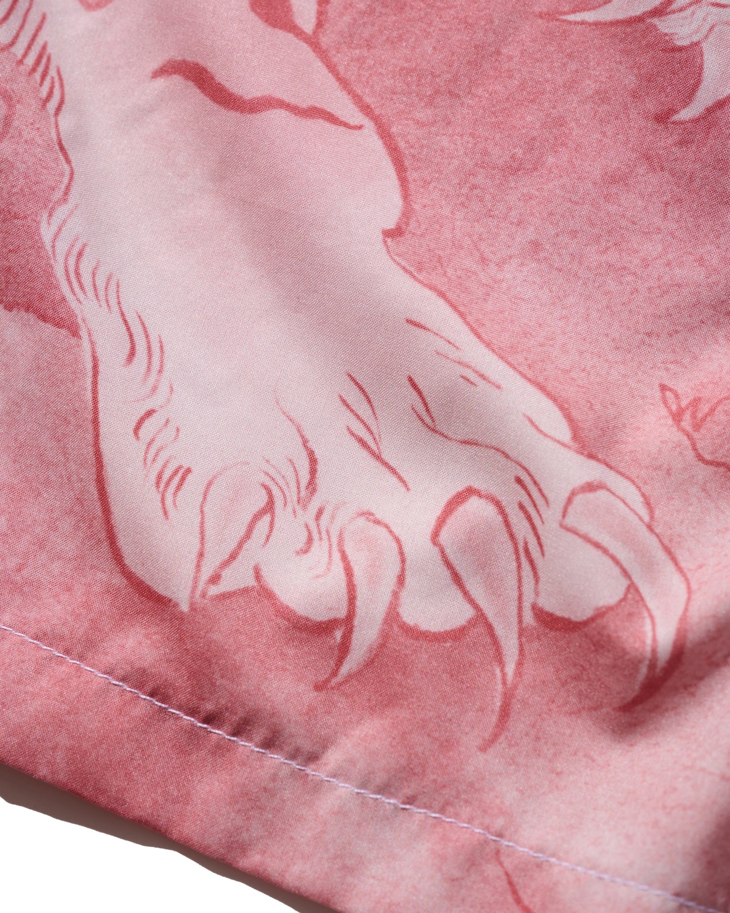 "Downhill Tiger & Dragon" Overprint Camp Collar Shirt / Dusty Pink