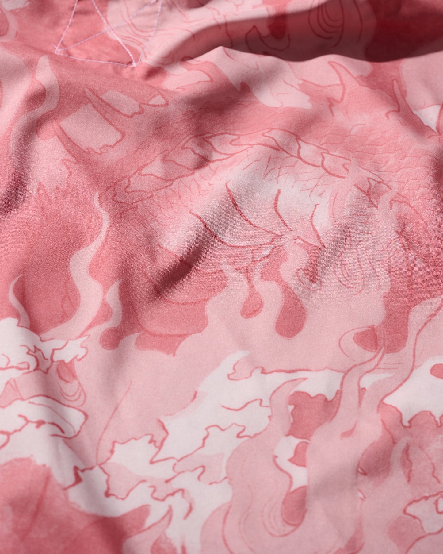 "Downhill Tiger & Dragon" Overprint Camp Collar Shirt / Dusty Pink