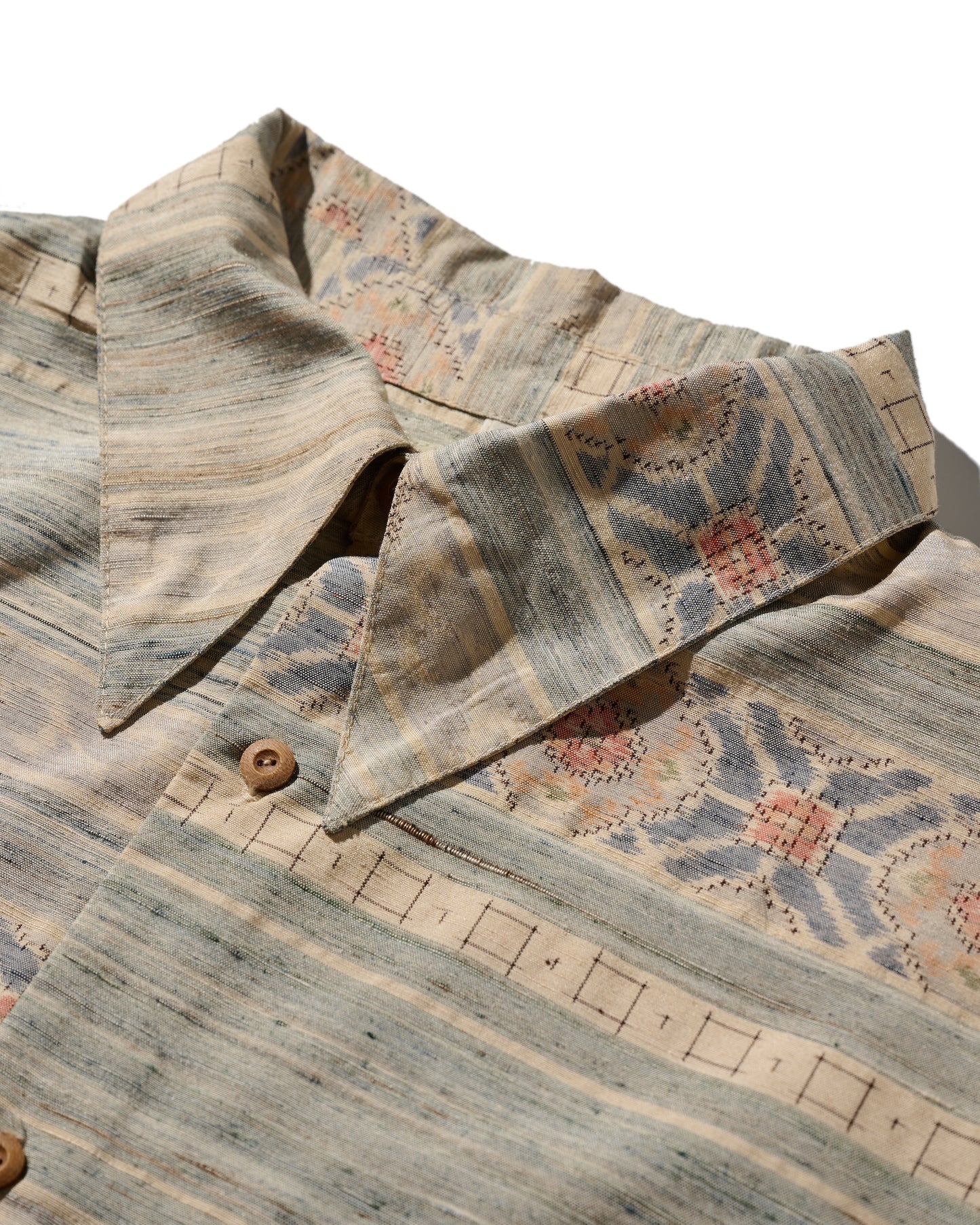 Kimono Silk Handcrafted Open Collar Shirt Type 12
