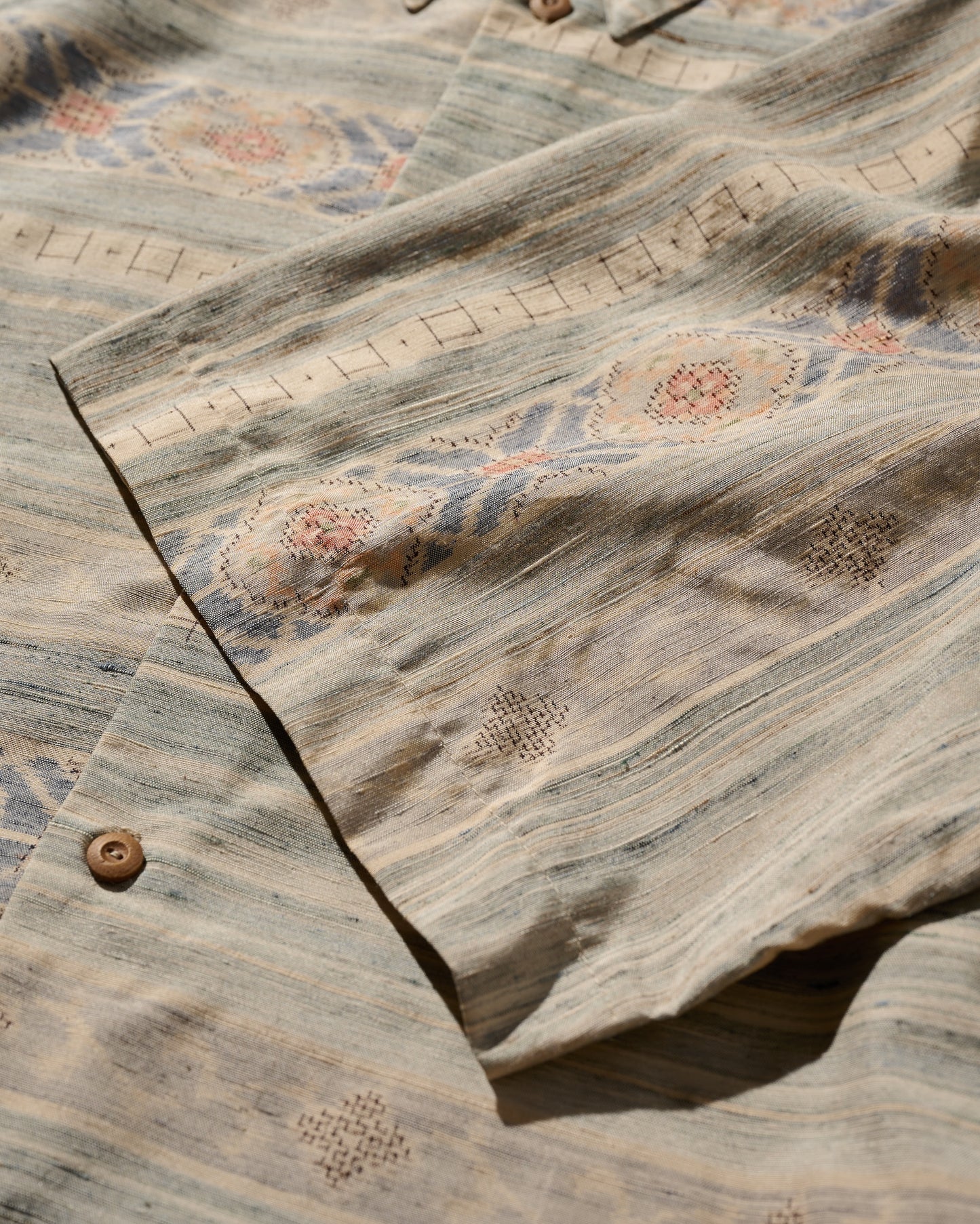 Kimono Silk Handcrafted Open Collar Shirt Type 12