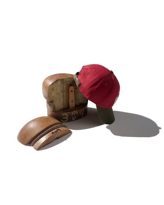 HAND QUILTED “GRS” TWO TONE CAP / OLIVE & RED