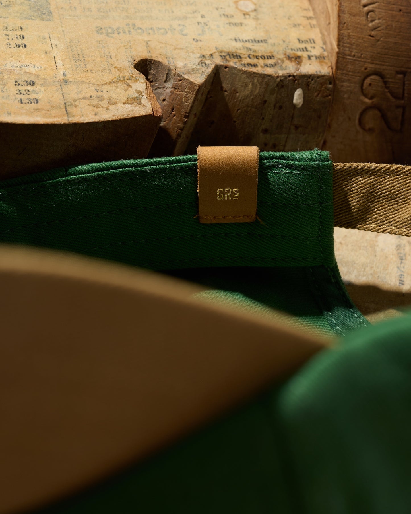 HAND QUILTED “GRS” TWO TONE CAP / GREEN & MUSTARD