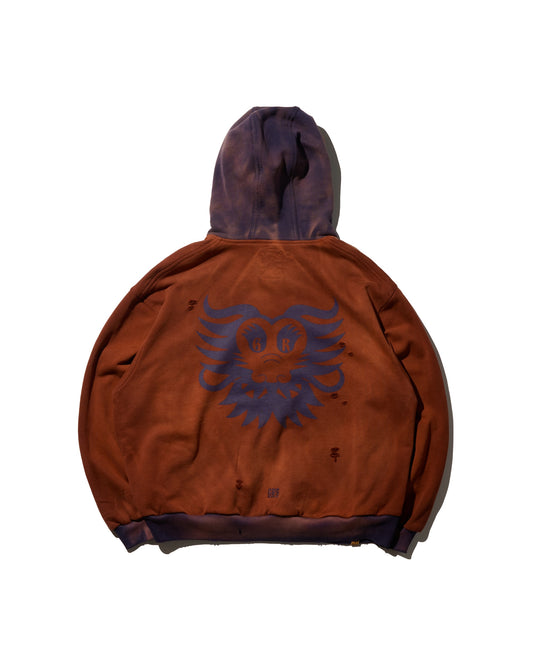DISTRESSED "KOWLOON CITY" TWO TONE HOODIES