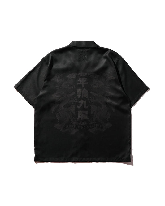 DOUBLE DRAGON OVERPRINT CREPE SHIRT / MONO BLACK