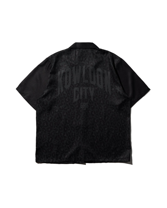 GRS BLACK LEOPARD OPEN COLLAR SHIRT / LEOPARD