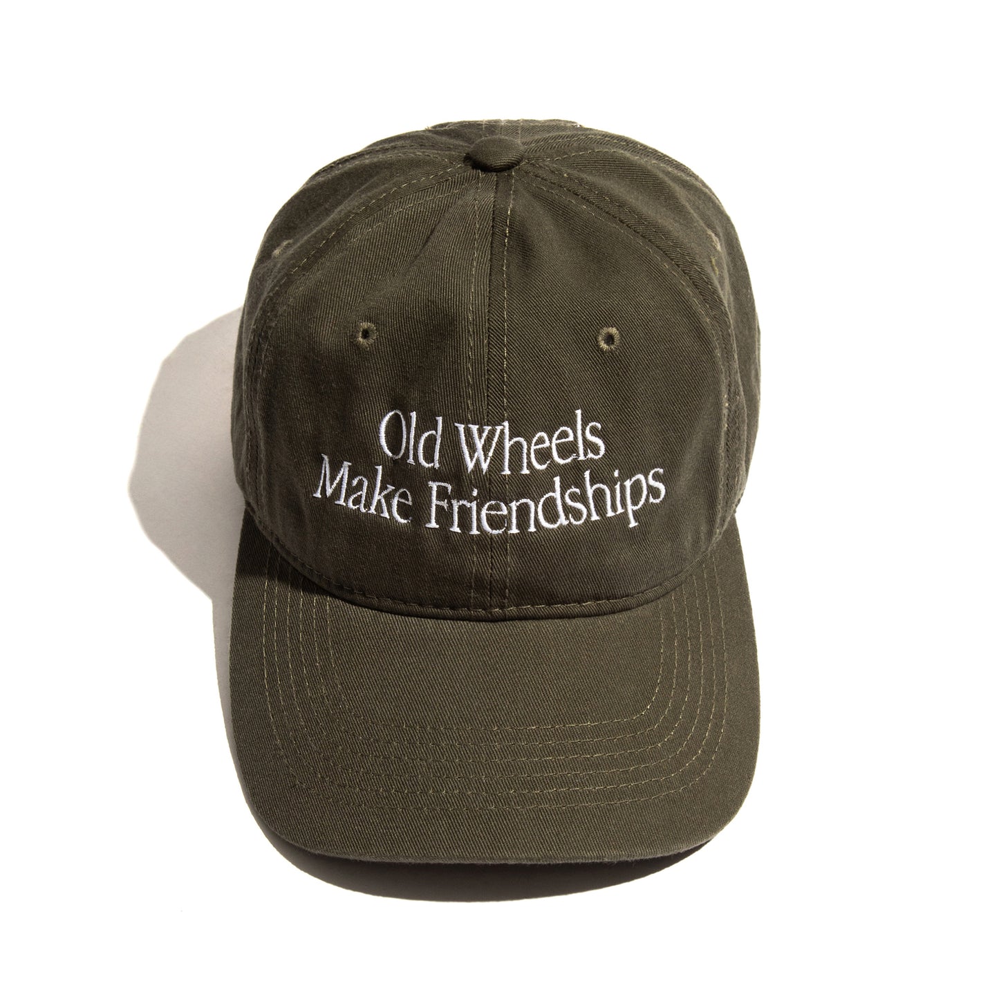 Old Wheels Make Friendship Embroidery Cap / Sage Green