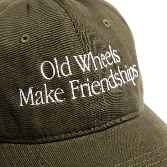 Old Wheels Make Friendship Embroidery Cap / Sage Green