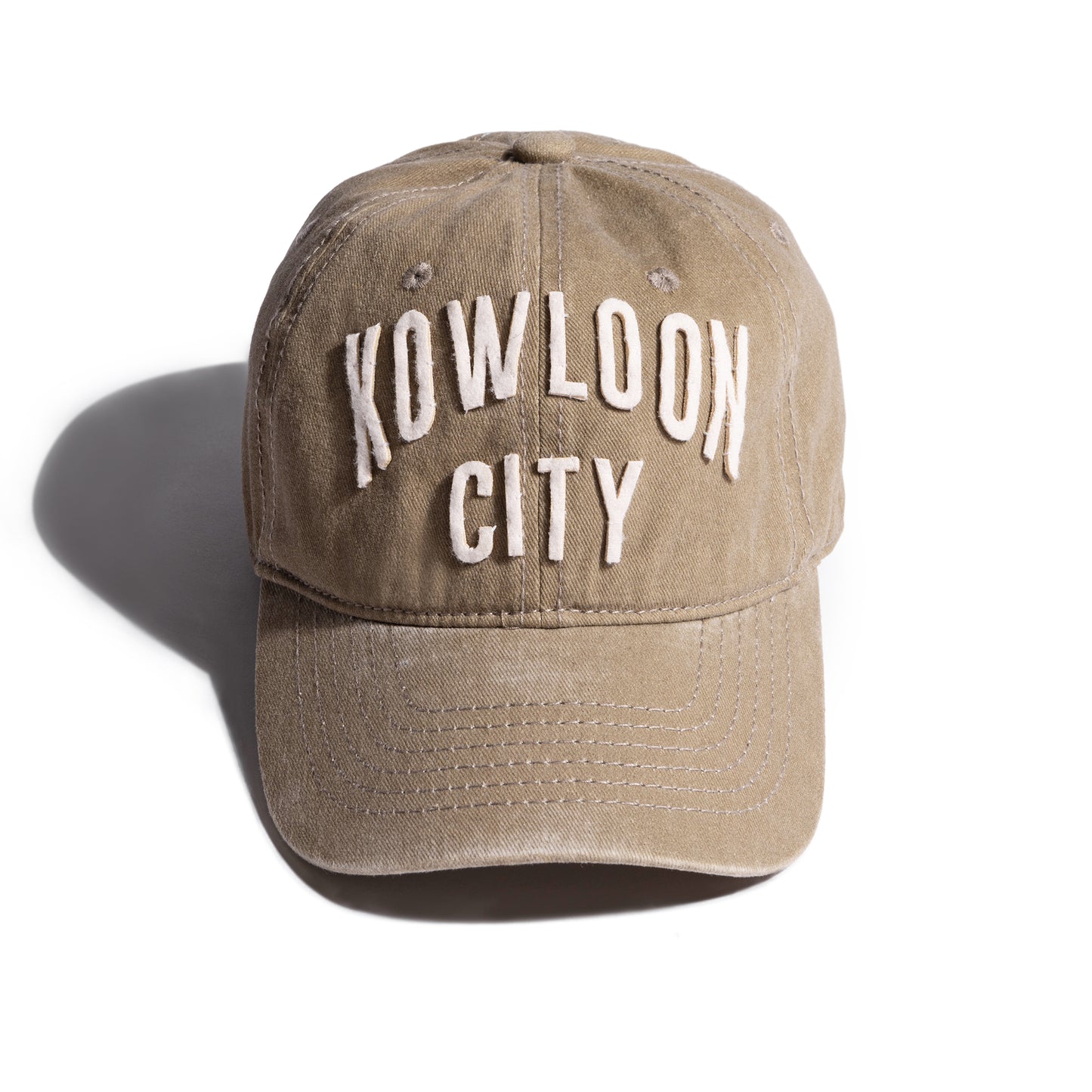 Faded Washed Hand Quilted “Kowloon City” Cap / Faded Beige