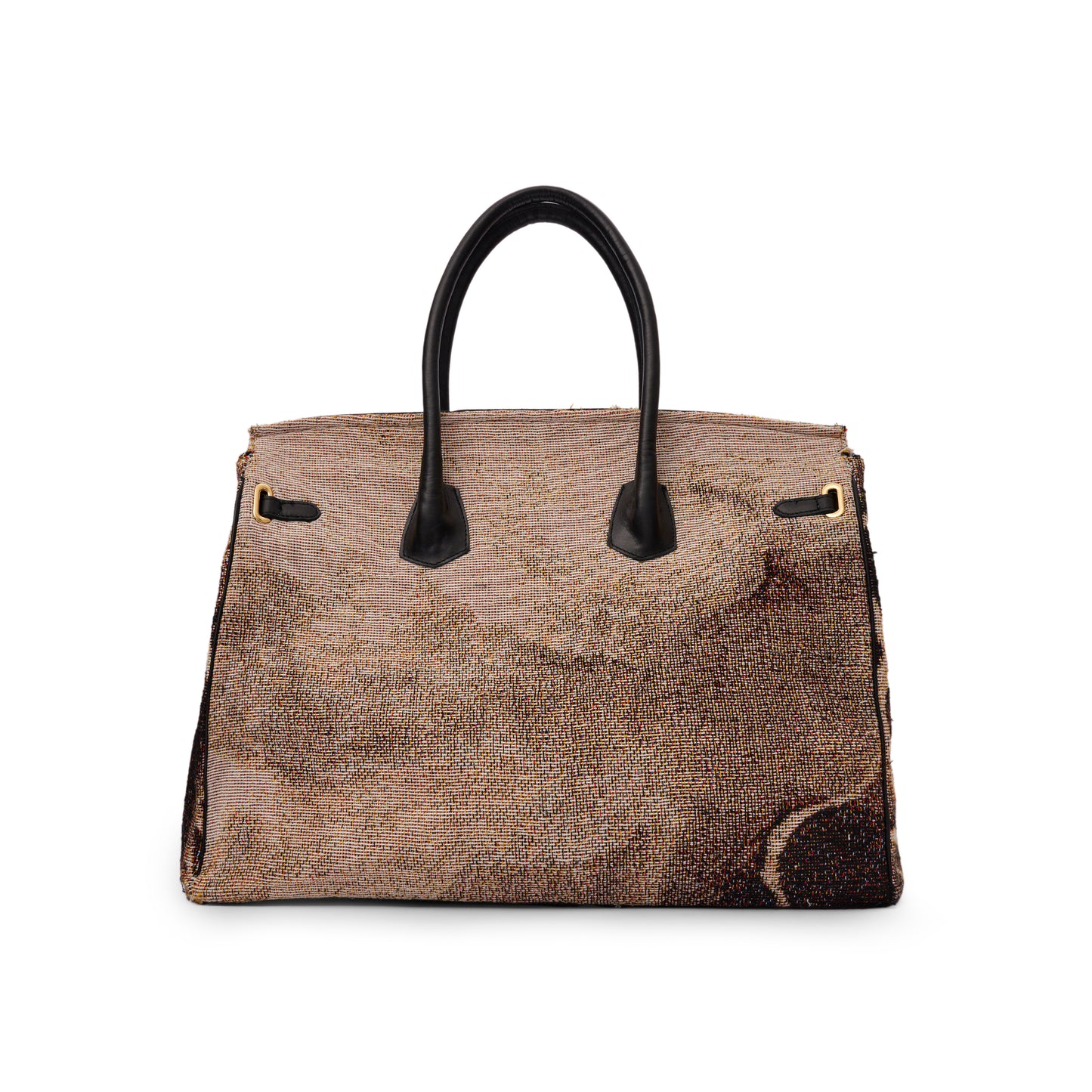 STD JACQUARD & CALF LEATHER TOTE BAG