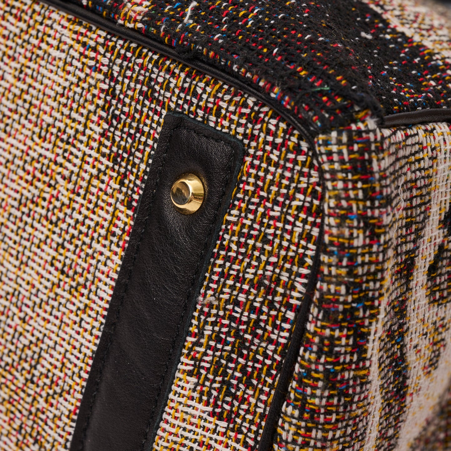 STD JACQUARD & CALF LEATHER TOTE BAG