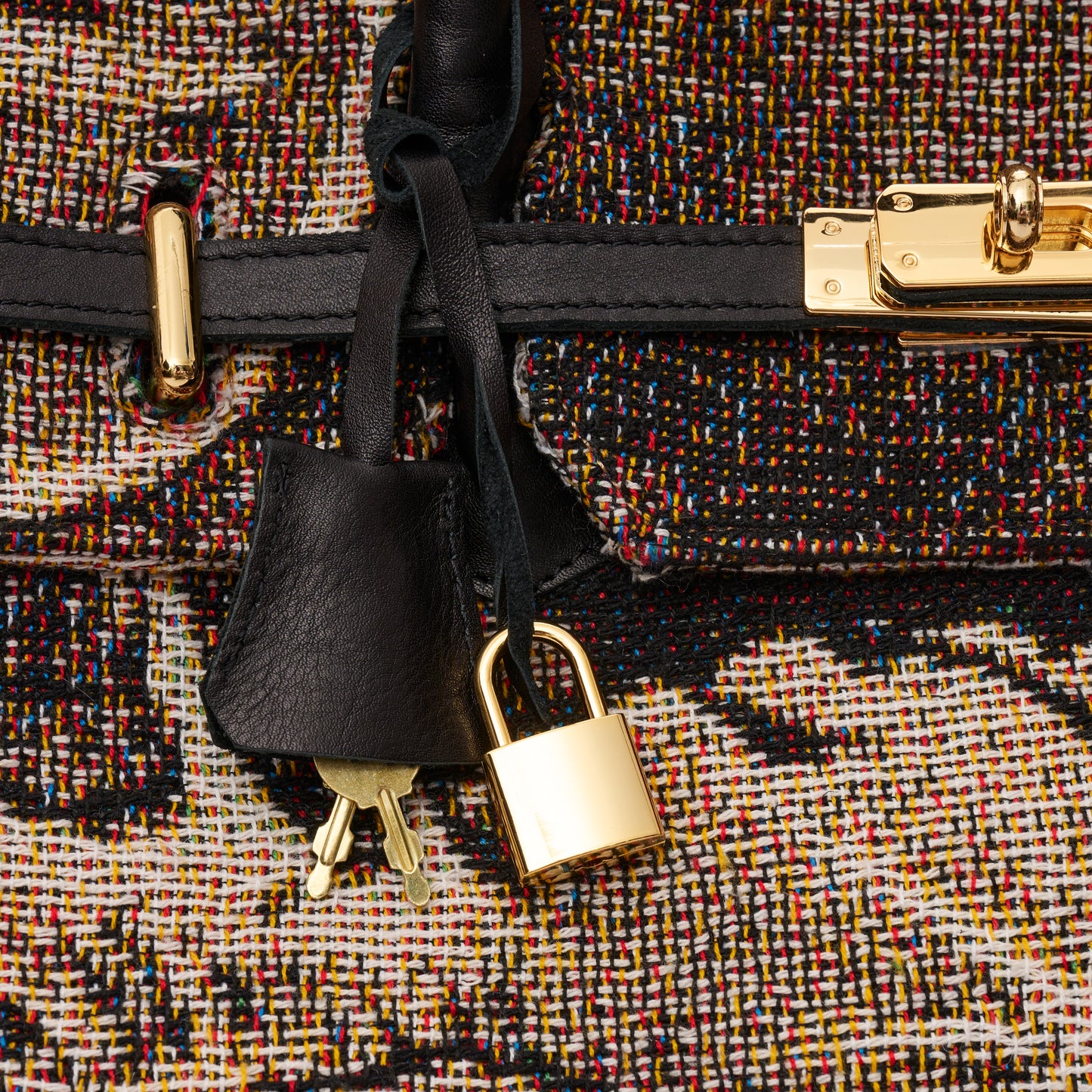 STD JACQUARD & CALF LEATHER TOTE BAG