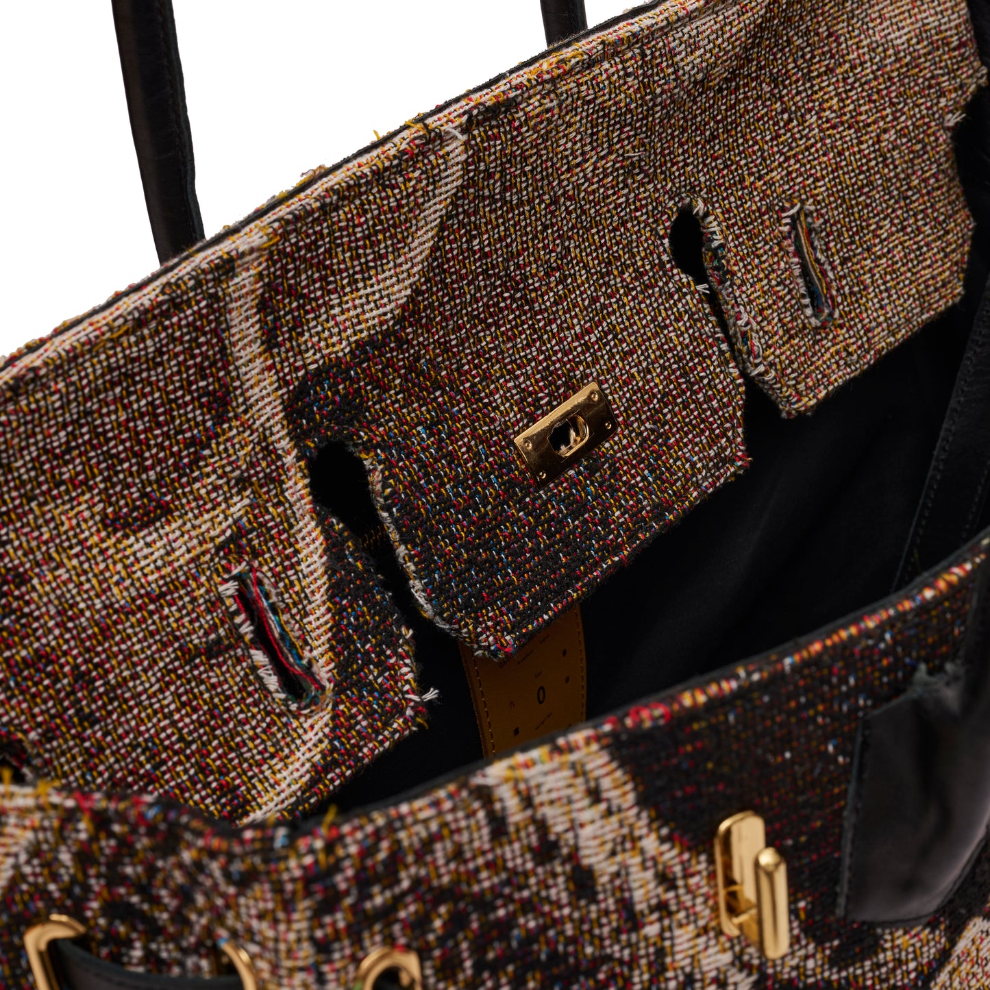STD JACQUARD & CALF LEATHER TOTE BAG