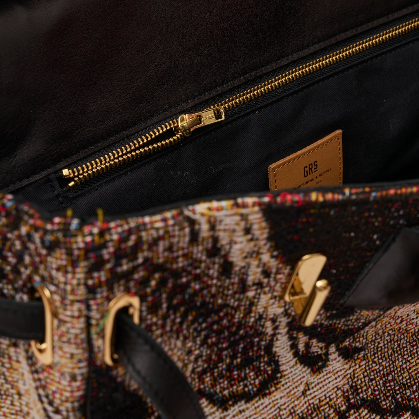 STD JACQUARD & CALF LEATHER TOTE BAG